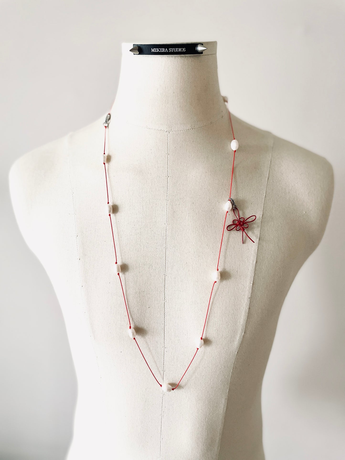 Handcrafted Korean Norigae Knot Pearl Necklace, limited edition by artisans