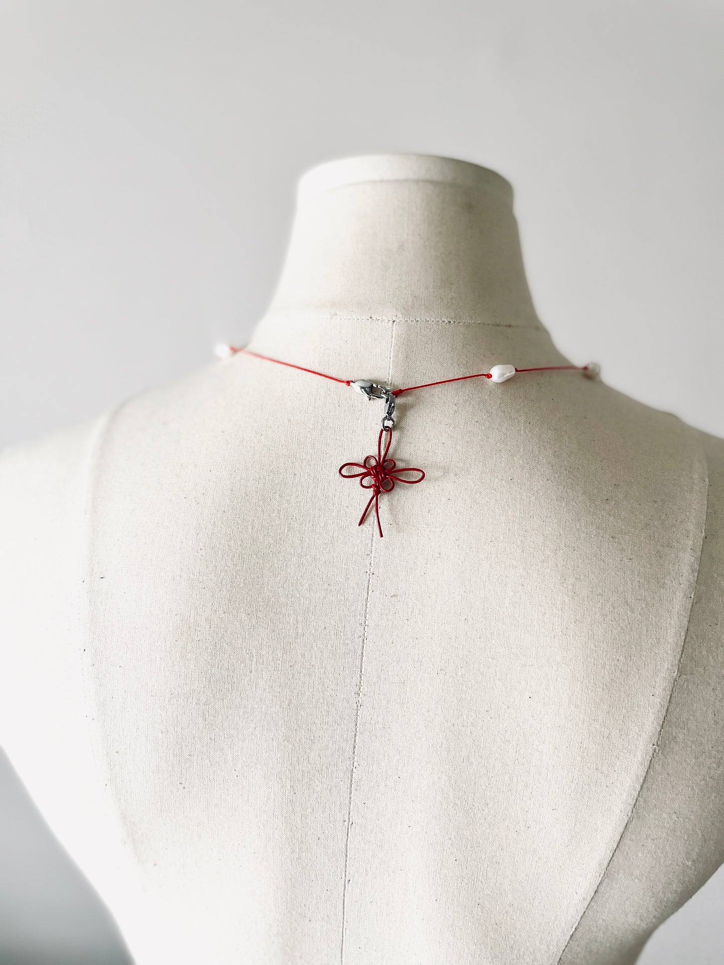 Handcrafted Korean Norigae Knot Pearl Necklace, limited edition by artisans