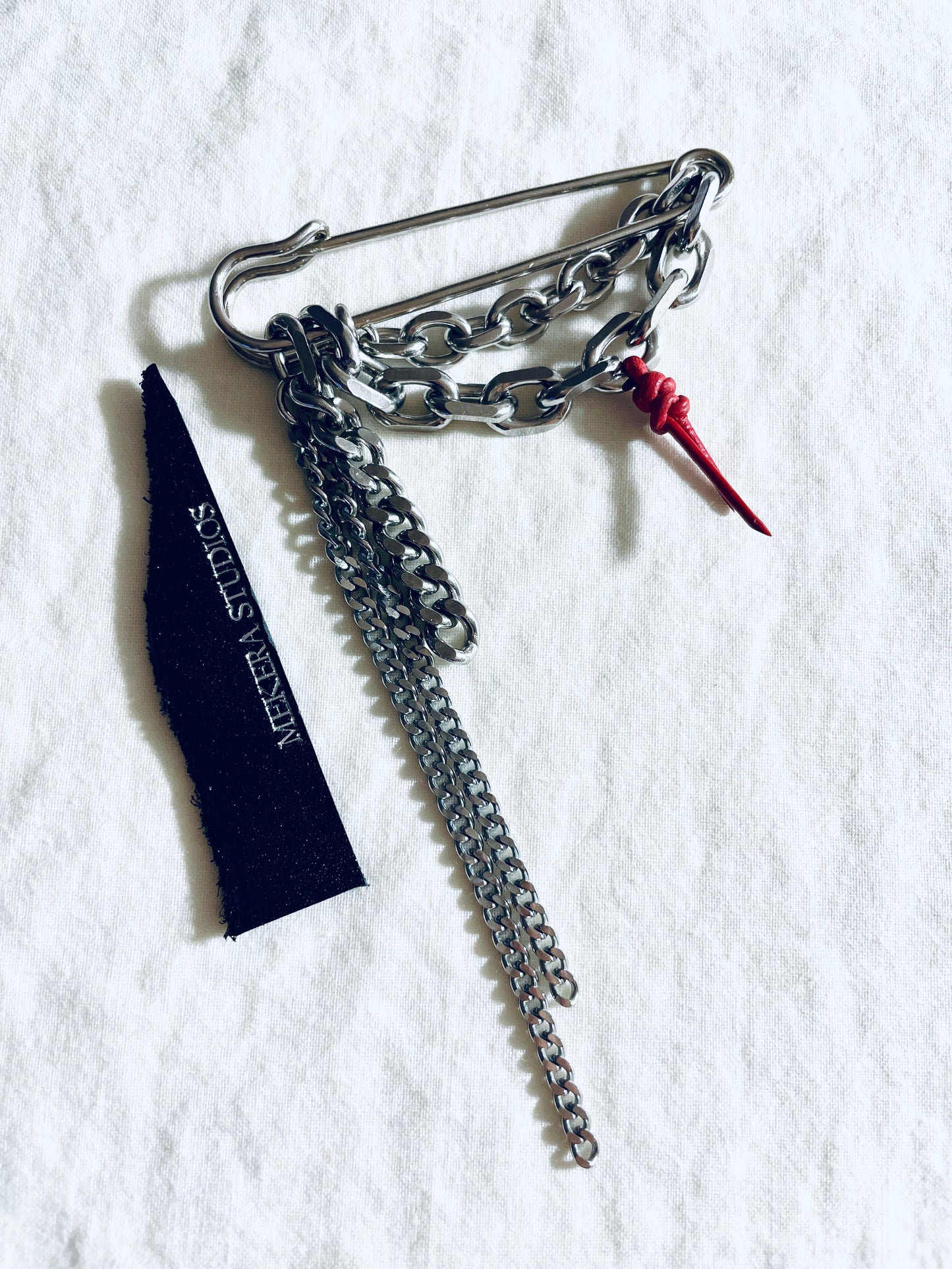 Handcrafted Red Leather Knot Brooch Korean Norigae Knot, limited edition by artisans