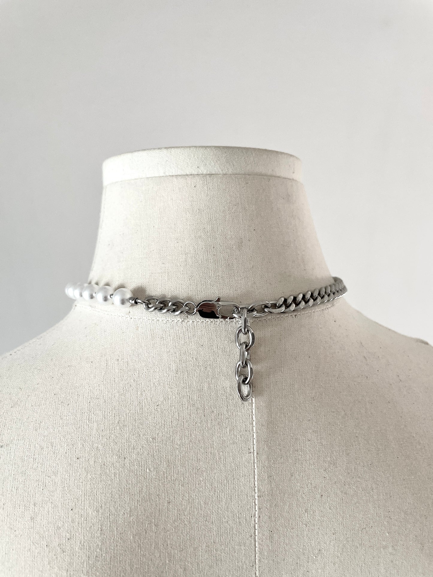 Pearl & Chain Necklace Onyx Tiger's eye NP21 - MEKERA STUDIOS