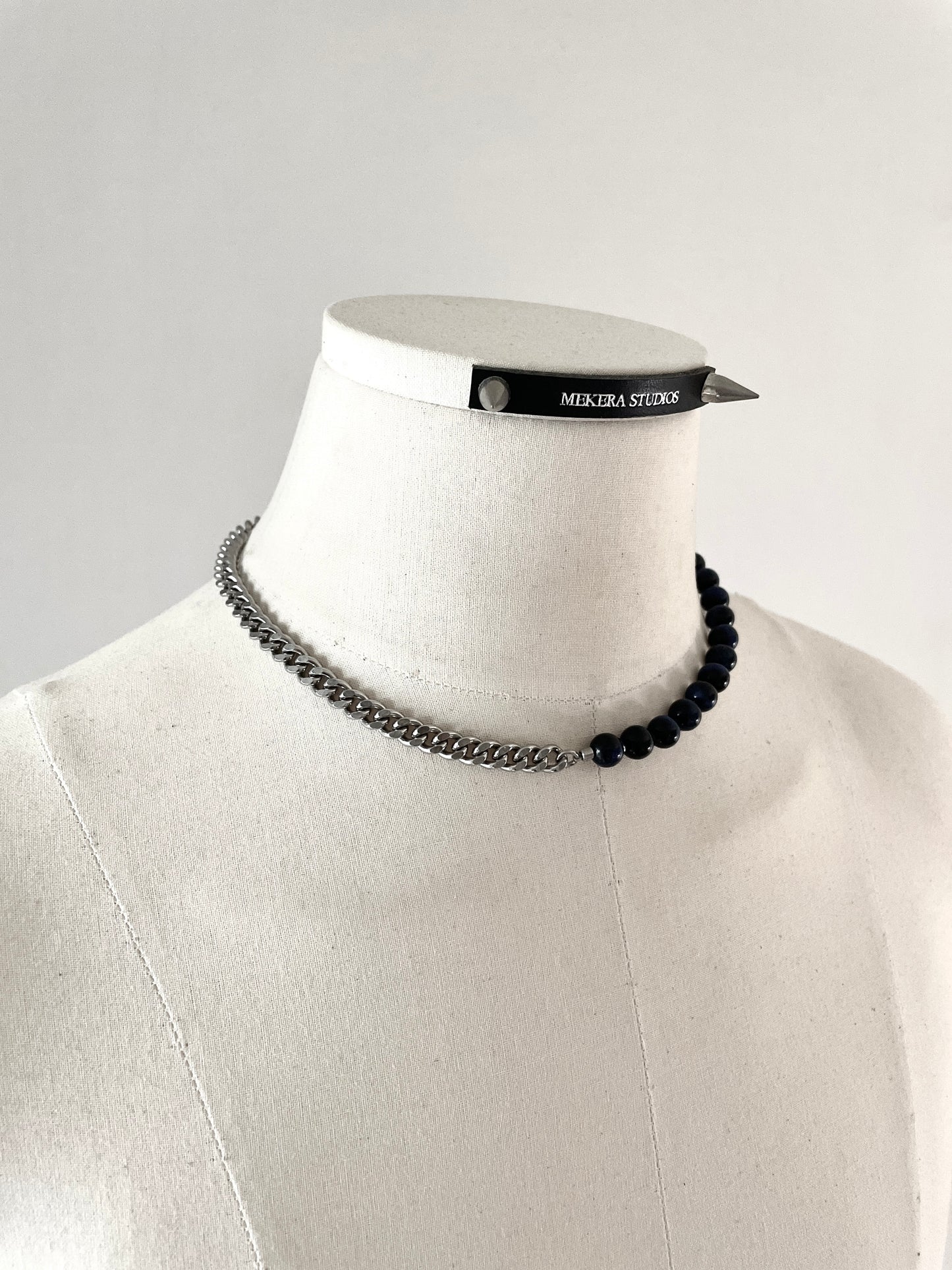 Pearl & Chain Necklace Onyx Tiger's eye NP21 - MEKERA STUDIOS
