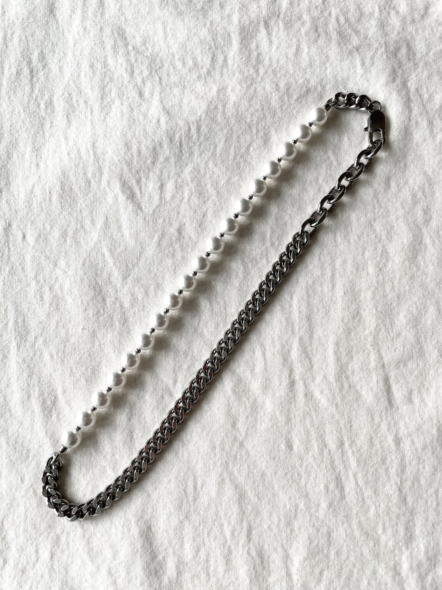 Pearl & Chain Necklace Onyx Tiger's eye NP21 - MEKERA STUDIOS