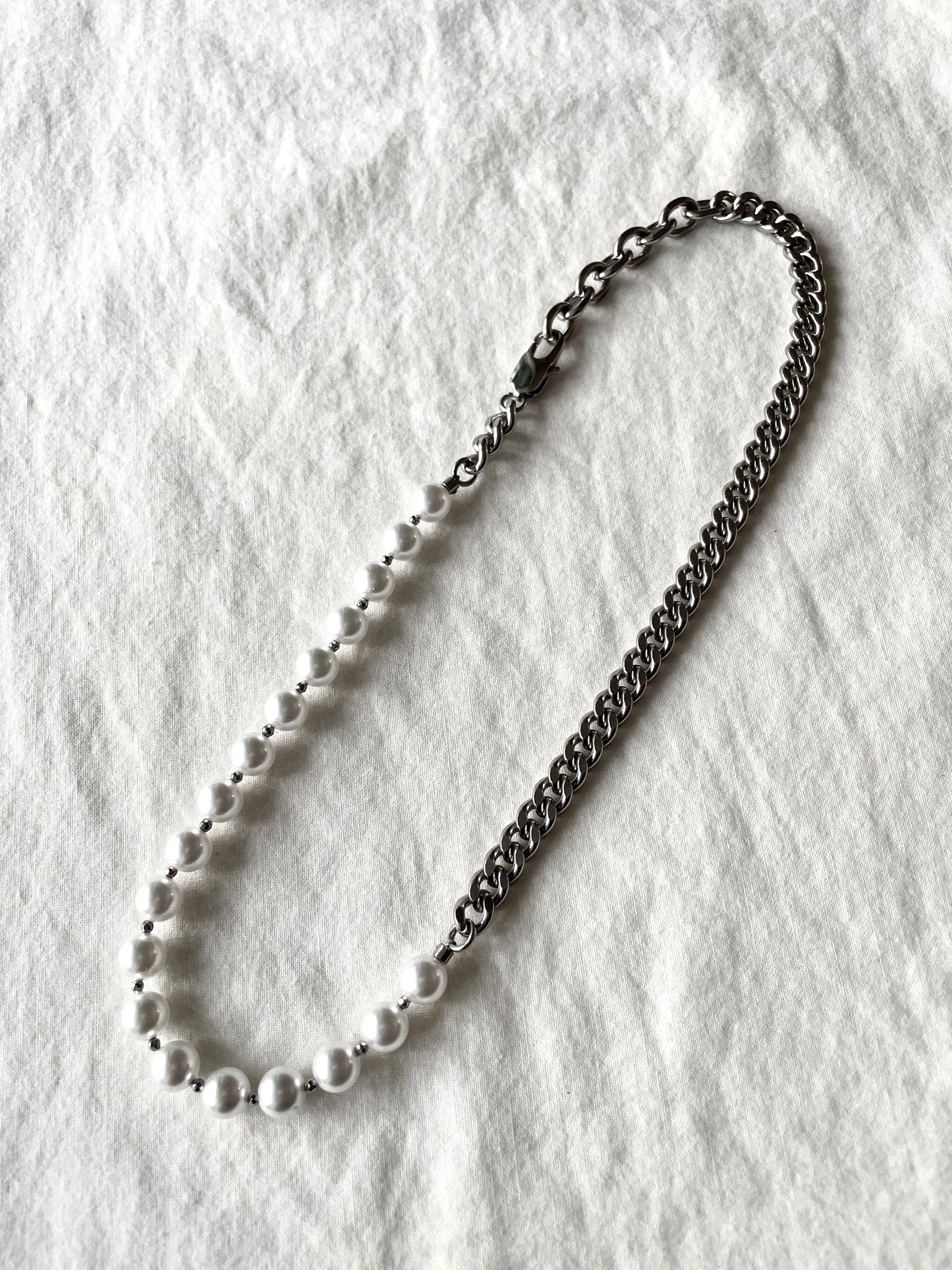 Pearl & Chain Necklace Onyx Tiger's eye NP21 - MEKERA STUDIOS