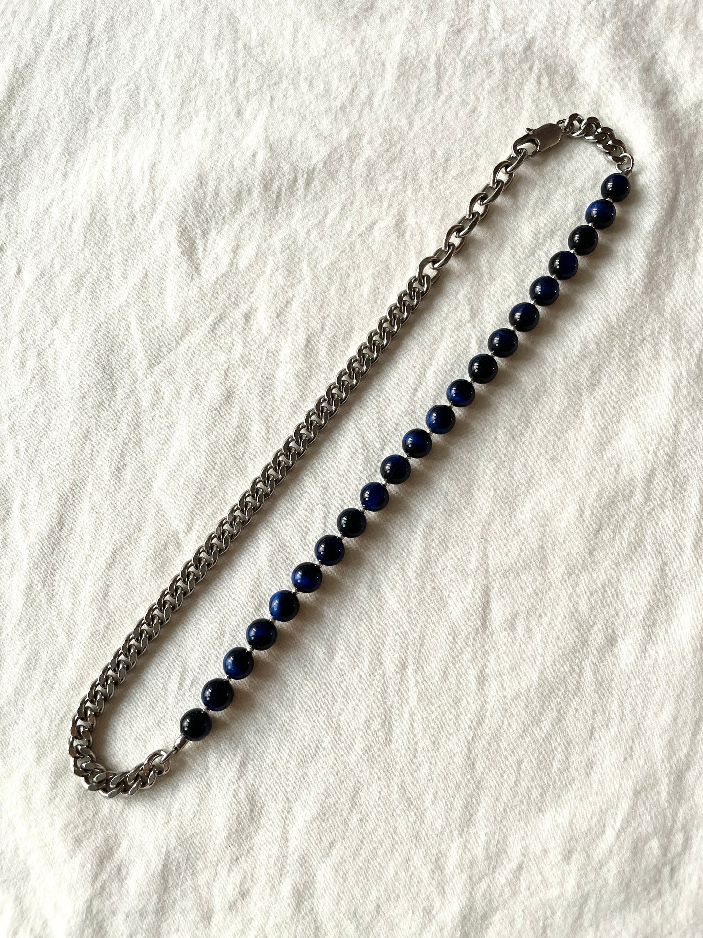 Pearl & Chain Necklace Onyx Tiger's eye NP21 - MEKERA STUDIOS