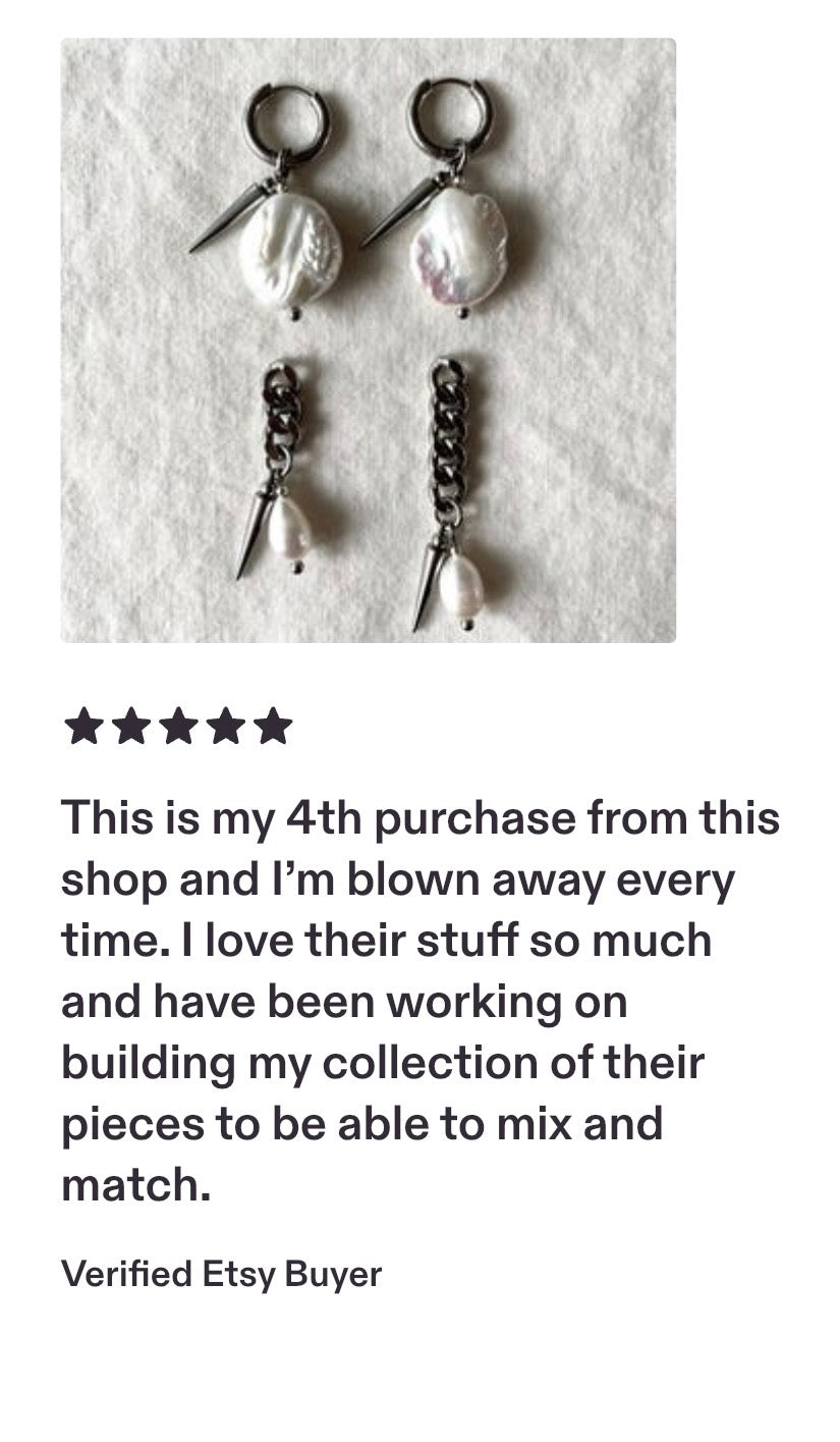 Pearl charm earrings J-8 Collection { J } Spike & Baroque Pearl - MEKERA STUDIOS