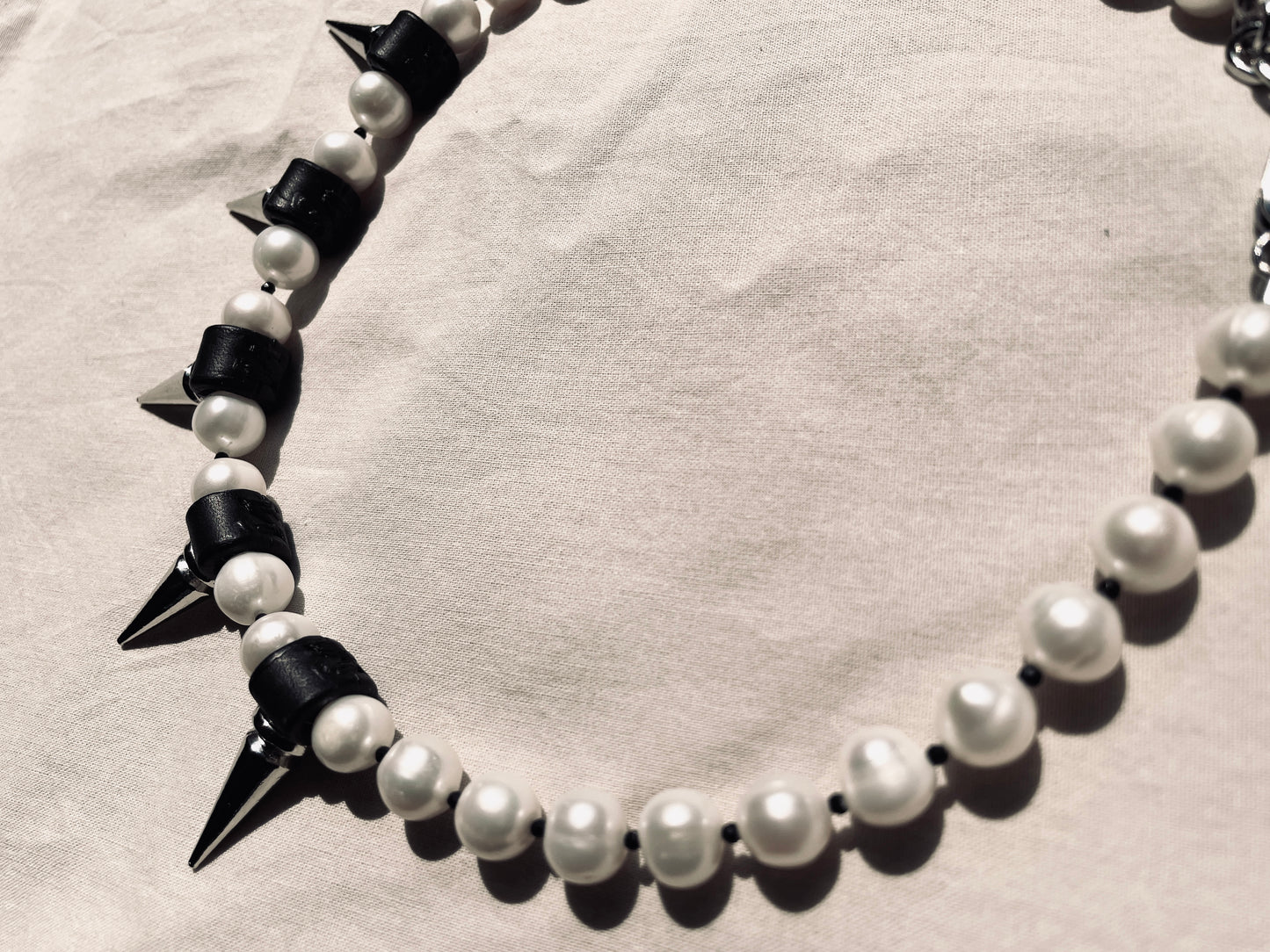 PK3 Pearl Spike Necklace Long chain Handcrafted Choker-MEKERA STUDIOS for men for women