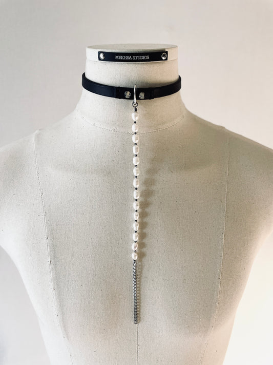 T3-Choker Limited Edition Handcrafted Choker Pearl Spike Necklace Leather Chain For women For men-MEKERA STUDIOS