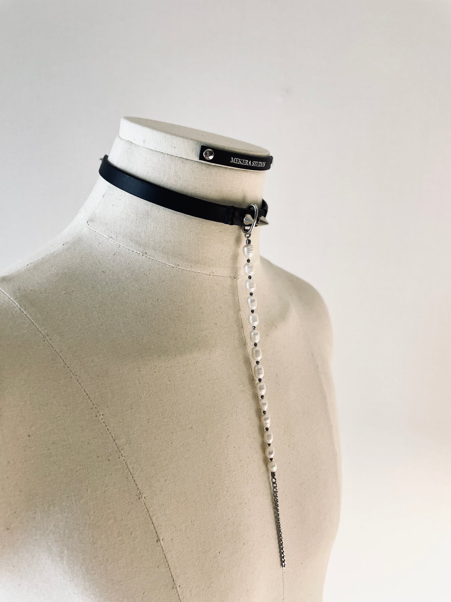 T3-Choker Limited Edition Handcrafted Choker Pearl Spike Necklace Leather Chain For women For men-MEKERA STUDIOS