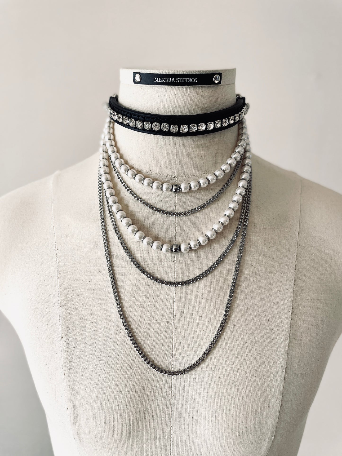 ST4 Statement Choker Necklace Leather Chain - MEKERA STUDIOS