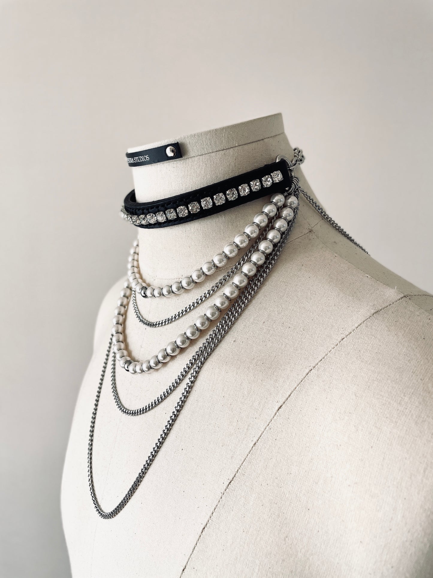 ST4 Statement Choker Necklace Leather Chain - MEKERA STUDIOS