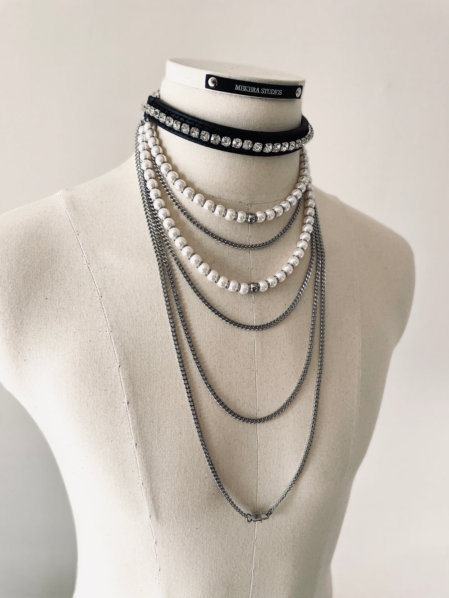 ST4 Statement Choker Necklace Leather Chain - MEKERA STUDIOS