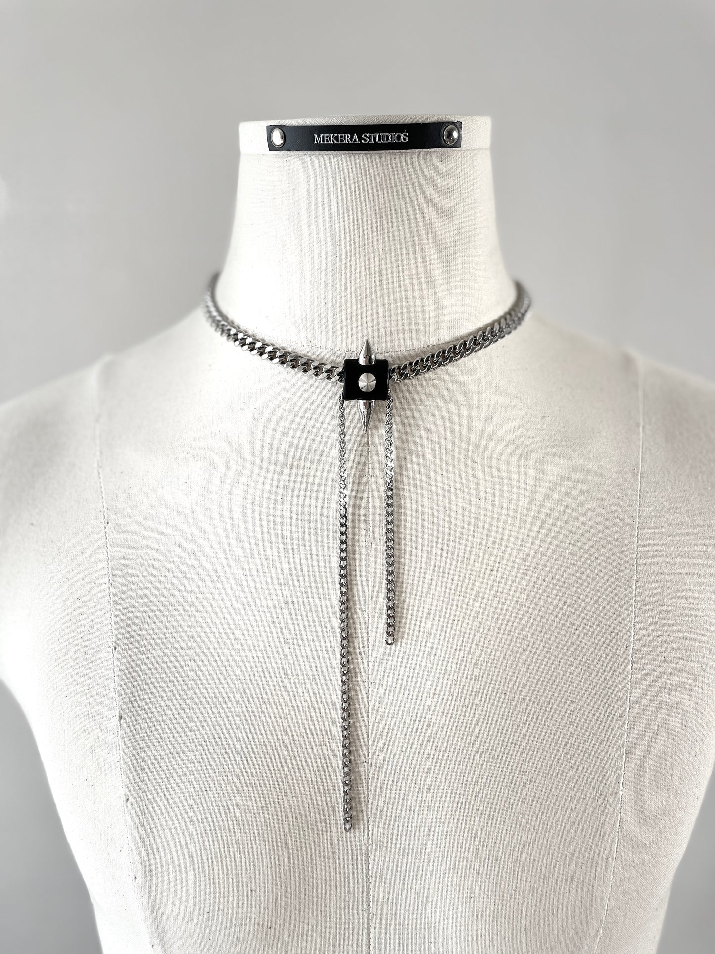 SX1 Limited Edition Handcrafted Choker Spike Necklace Leather Chain For women For men-MEKERA STUDIOS