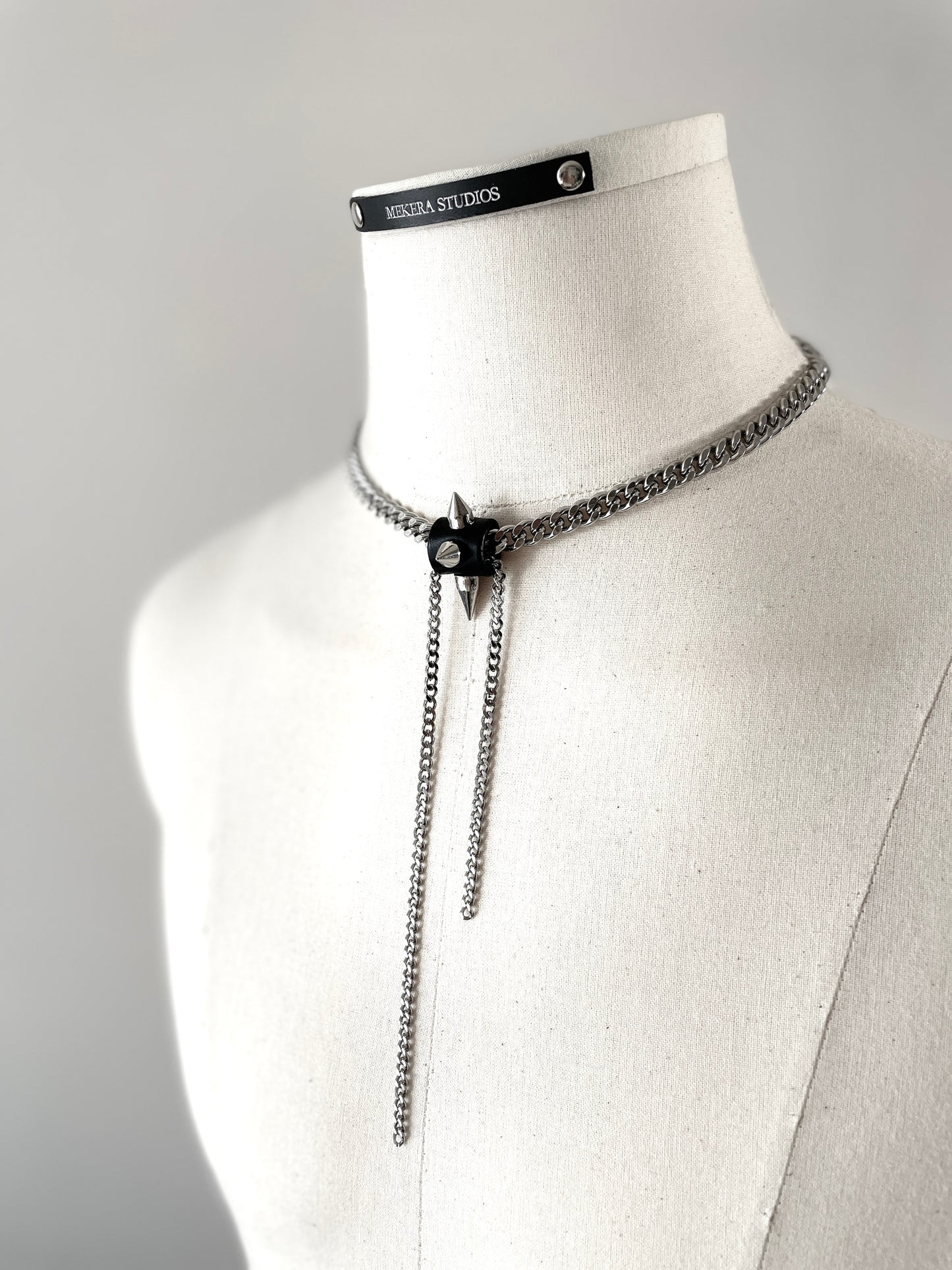 SX1 Limited Edition Handcrafted Choker Spike Necklace Leather Chain For women For men-MEKERA STUDIOS