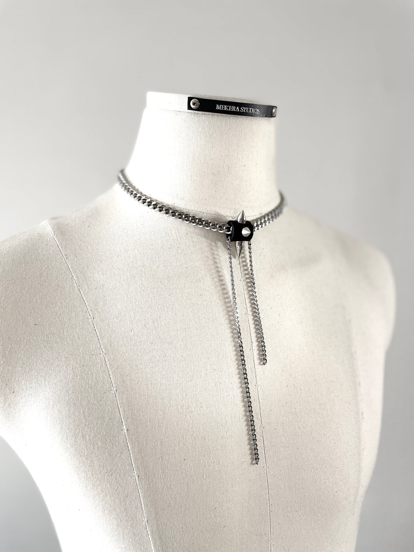 SX1 Limited Edition Handcrafted Choker Spike Necklace Leather Chain For women For men-MEKERA STUDIOS