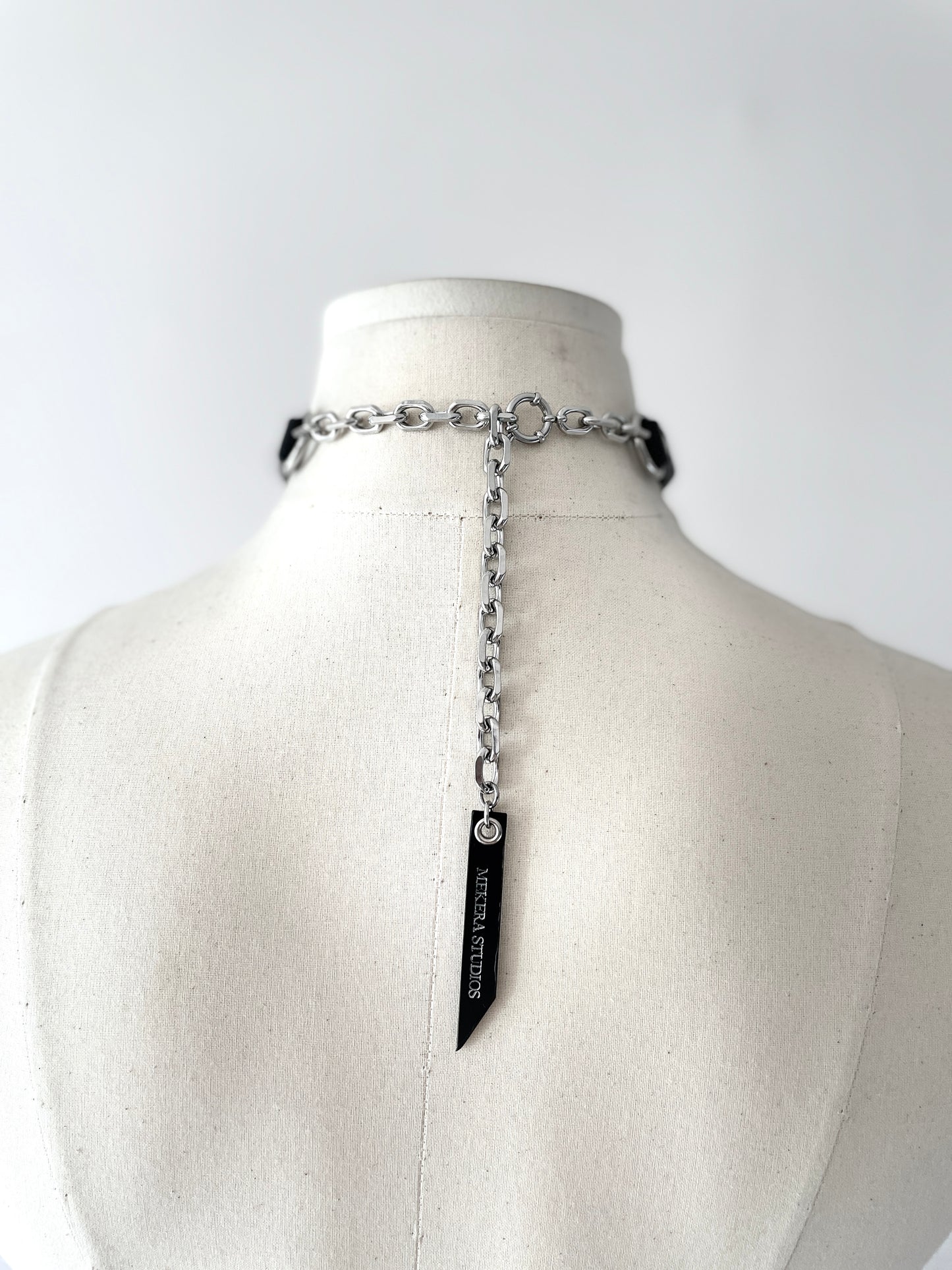 CX6 Leather Spike Onyx Choker Limited Edition Handcrafted Necklace - MEKERA STUDIOS