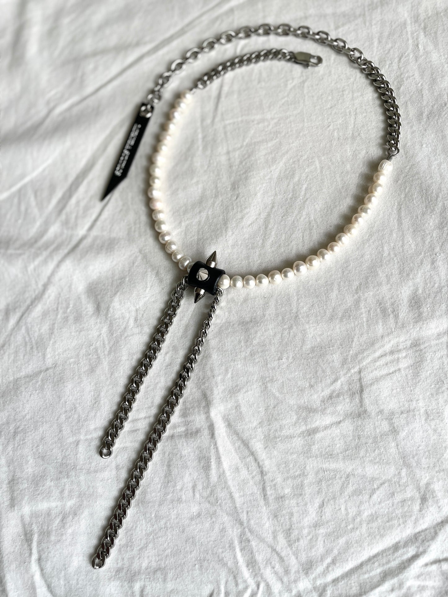 SX2 Pearl Limited Edition Handcrafted Choker Spike Necklace Leather - MEKERA STUDIOS