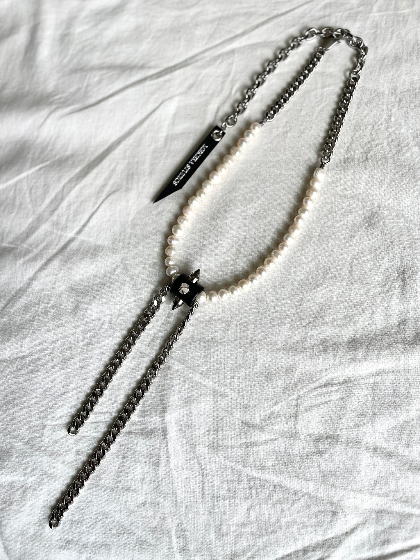 SX2 Pearl Limited Edition Handcrafted Choker Spike Necklace Leather - MEKERA STUDIOS