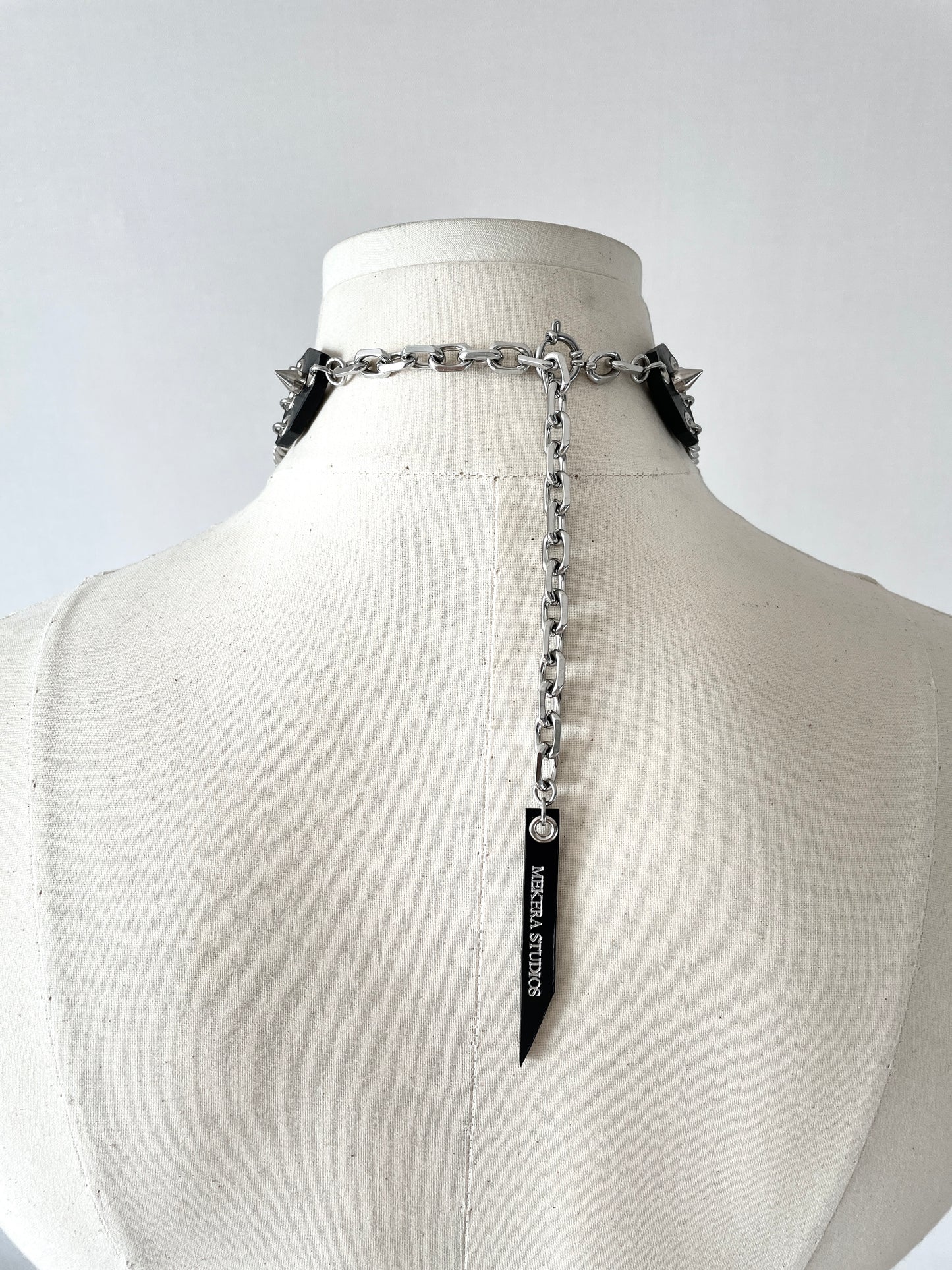 PL1 Pearl & Leather Choker Limited Edition Handcrafted Necklace Choker Spike - MEKERA STUDIOS