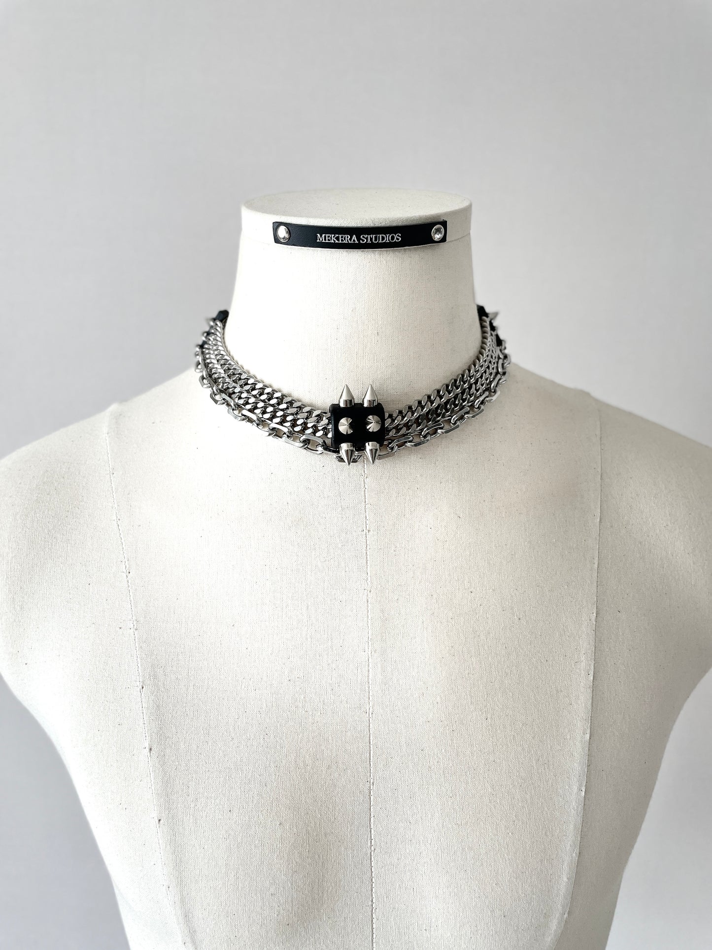 SL1 Leather Spike Choker Limited Edition Handcrafted Necklace Choker Spike -MEKERA STUDIOS