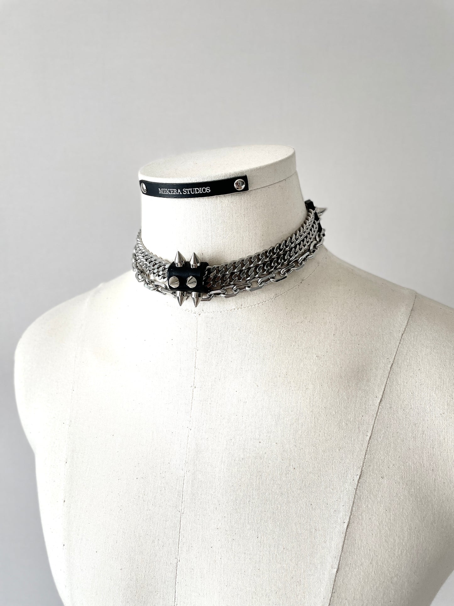 SL1 Leather Spike Choker Limited Edition Handcrafted Necklace Choker Spike -MEKERA STUDIOS