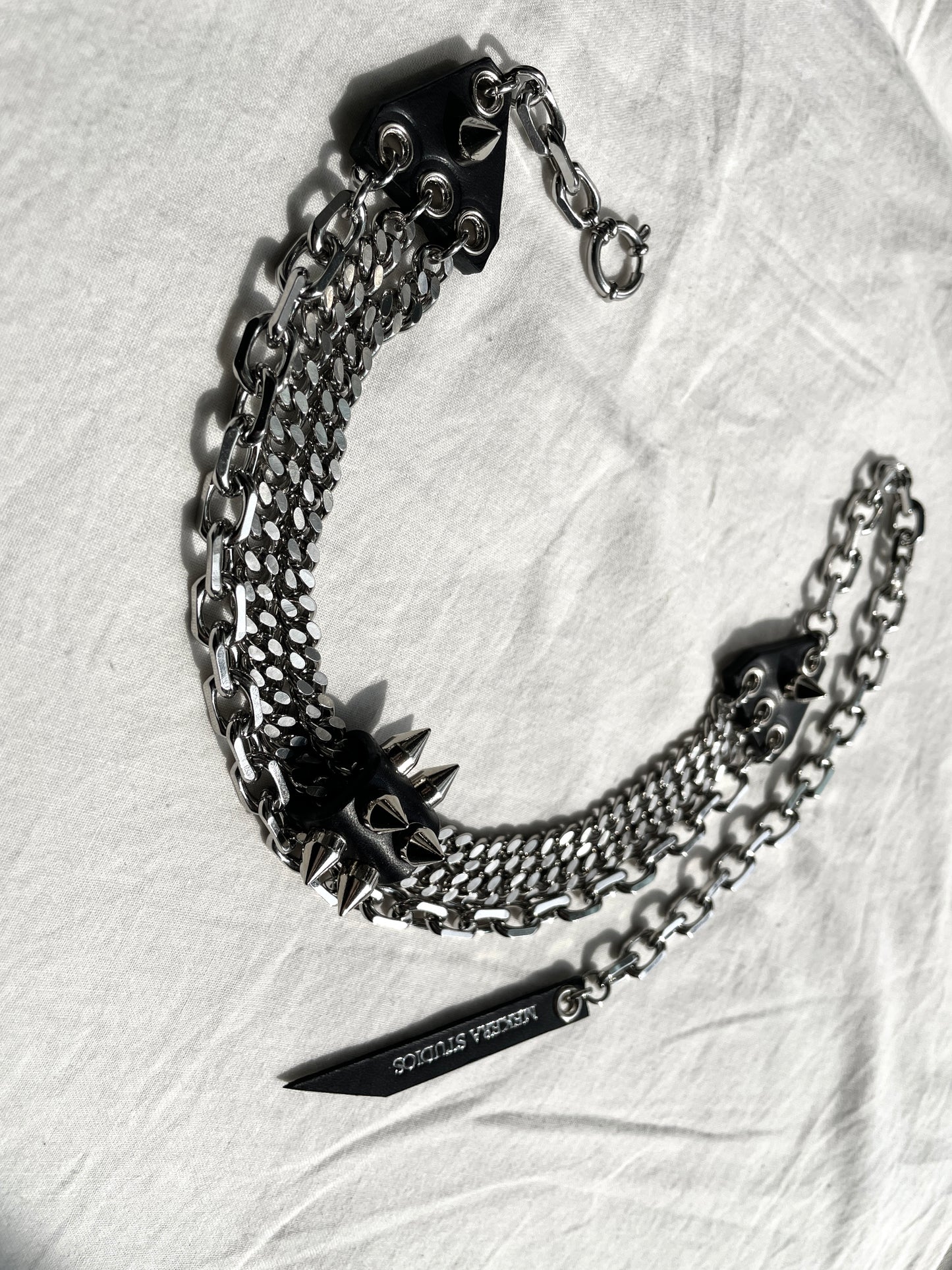 SL1 Leather Spike Choker Limited Edition Handcrafted Necklace Choker Spike -MEKERA STUDIOS