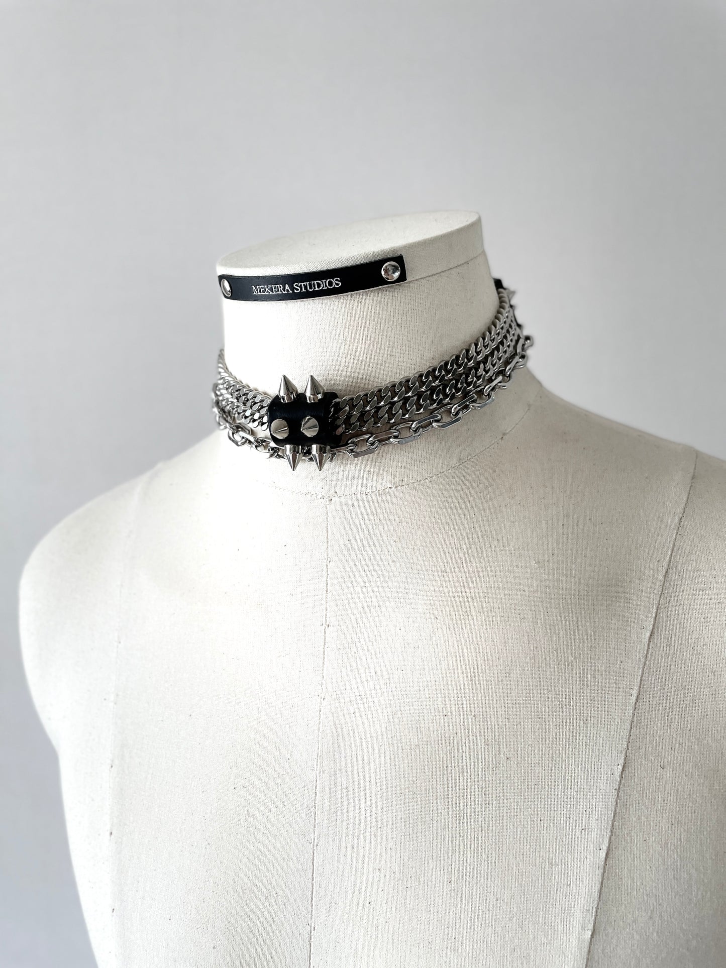 SL1 Leather Spike Choker Limited Edition Handcrafted Necklace Choker Spike -MEKERA STUDIOS