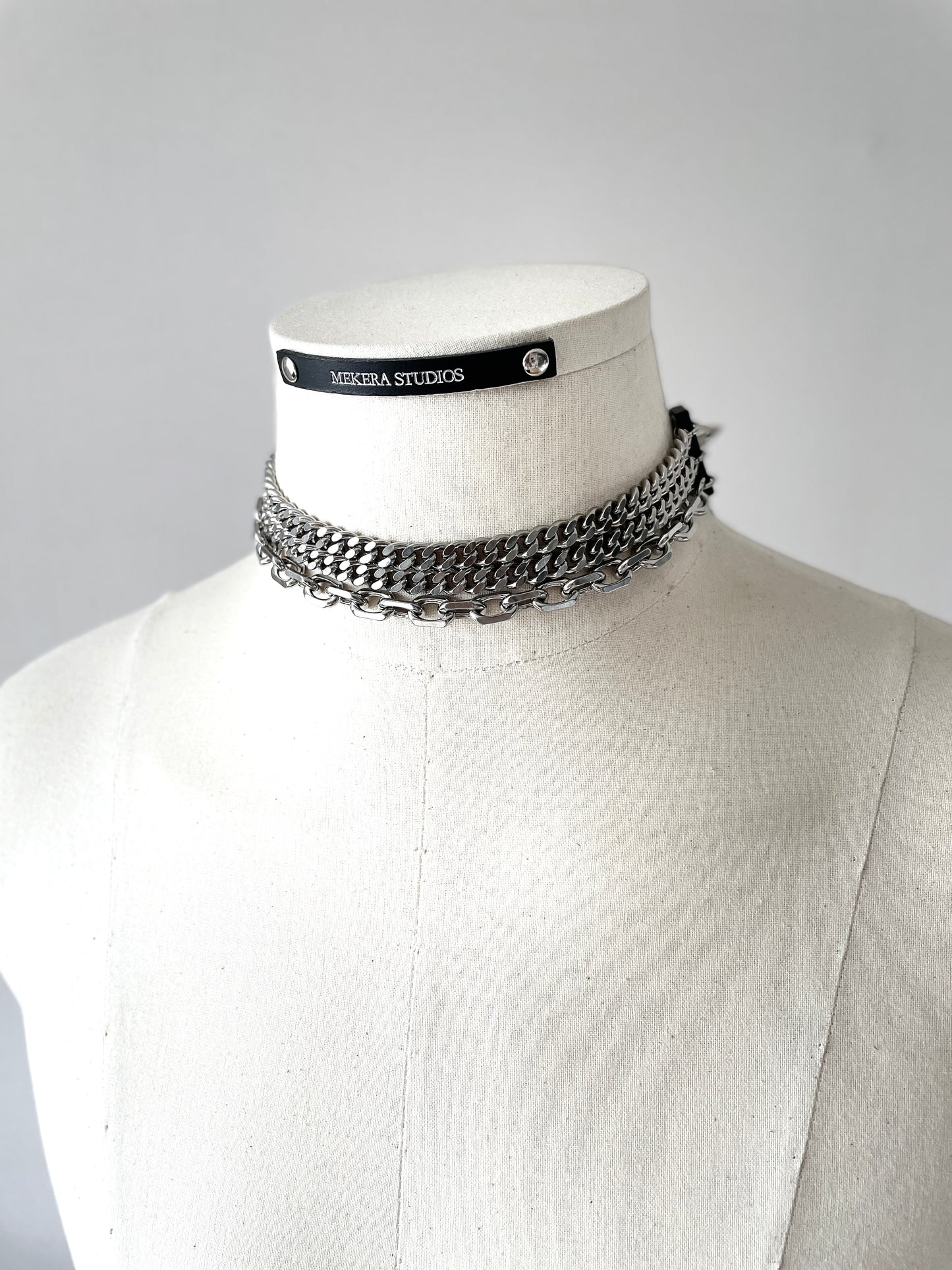 SL2 Leather Spike Choker Limited Edition Handcrafted Necklace Choker Spike - MEKERA STUDIOS