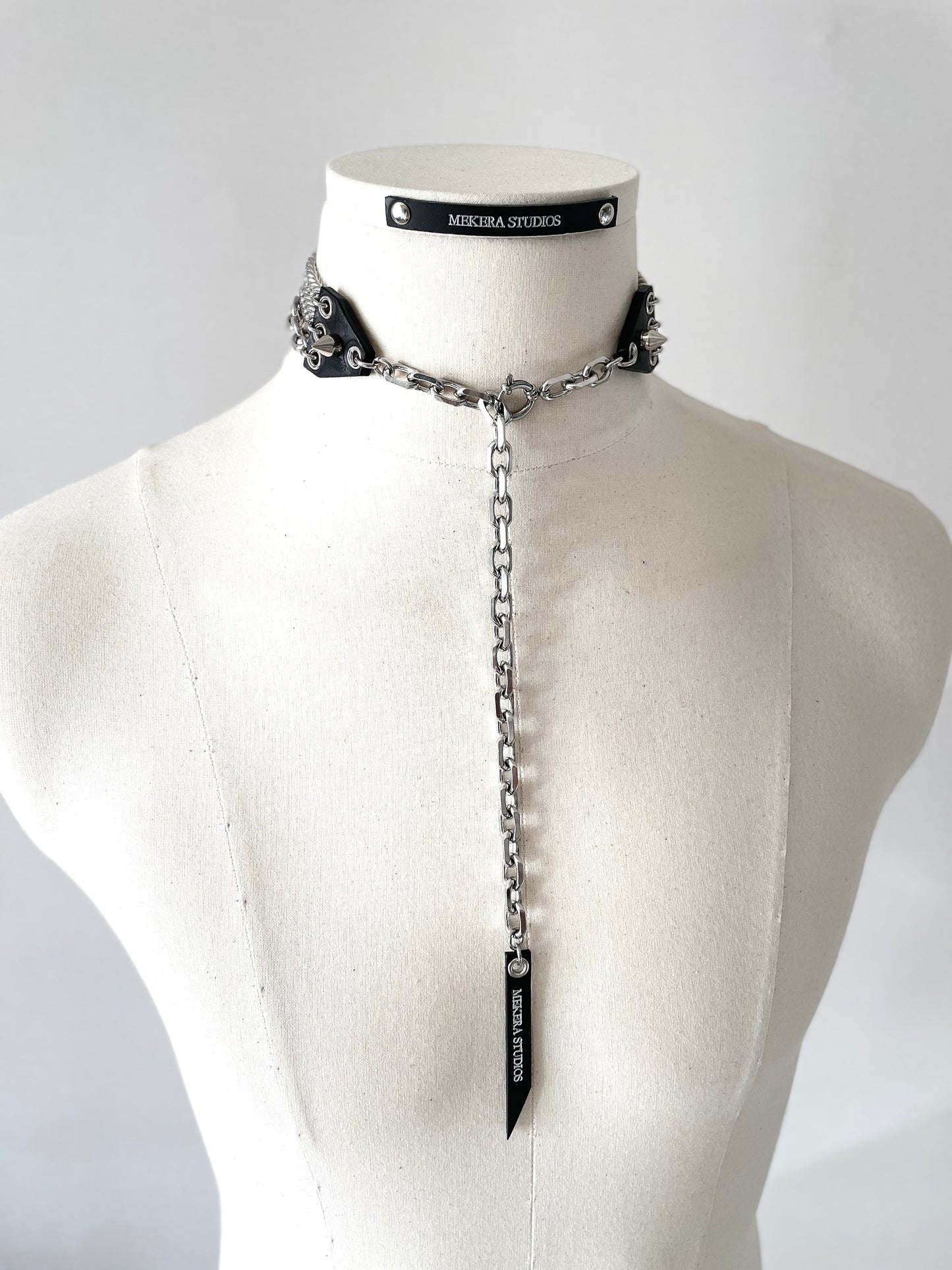 SL2 Leather Spike Choker Limited Edition Handcrafted Necklace Choker Spike - MEKERA STUDIOS