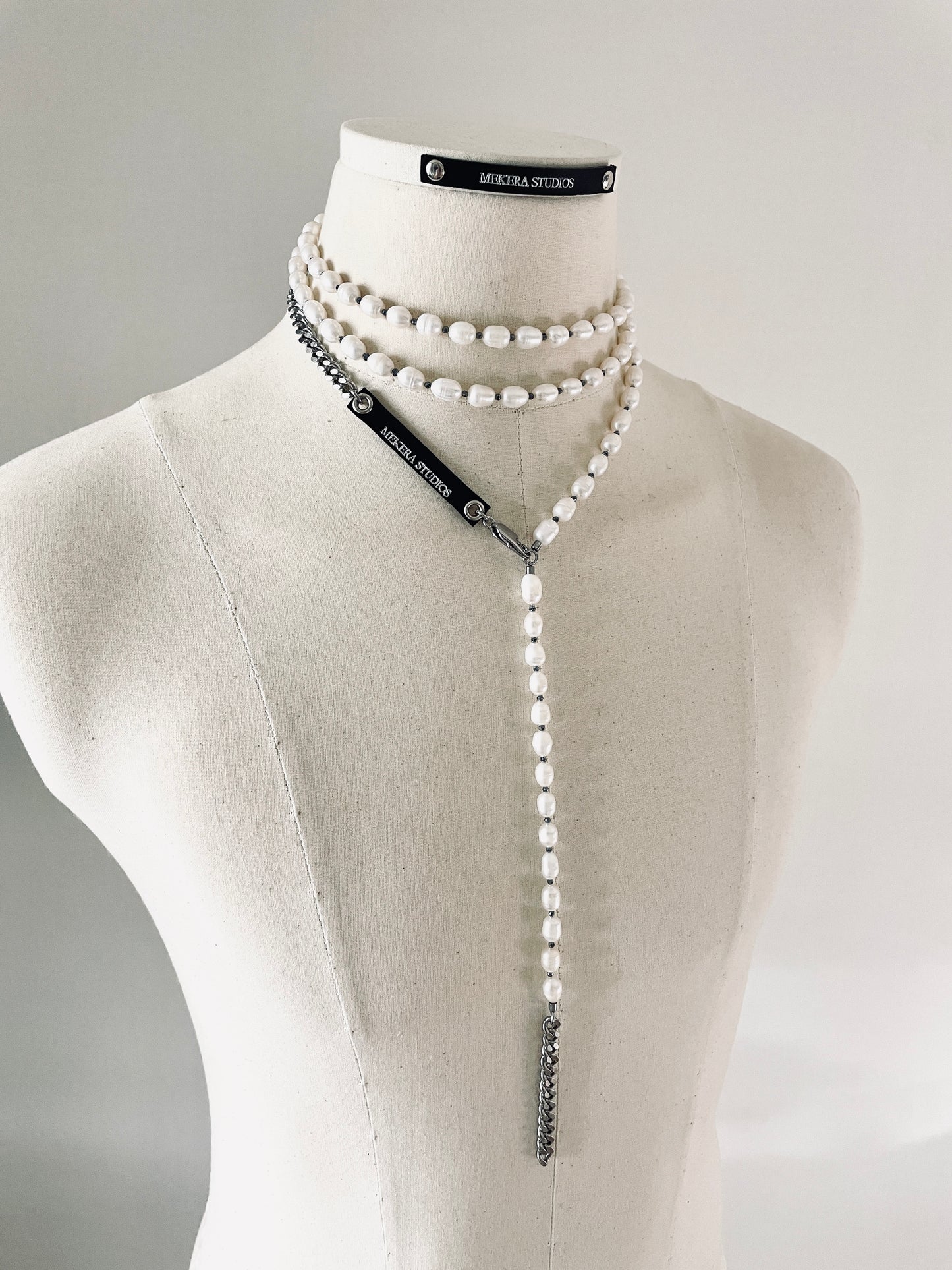 VXP10 Limited Edition Pearl Necklace Long chain Handcrafted Choker - MEKERA STUDIOS