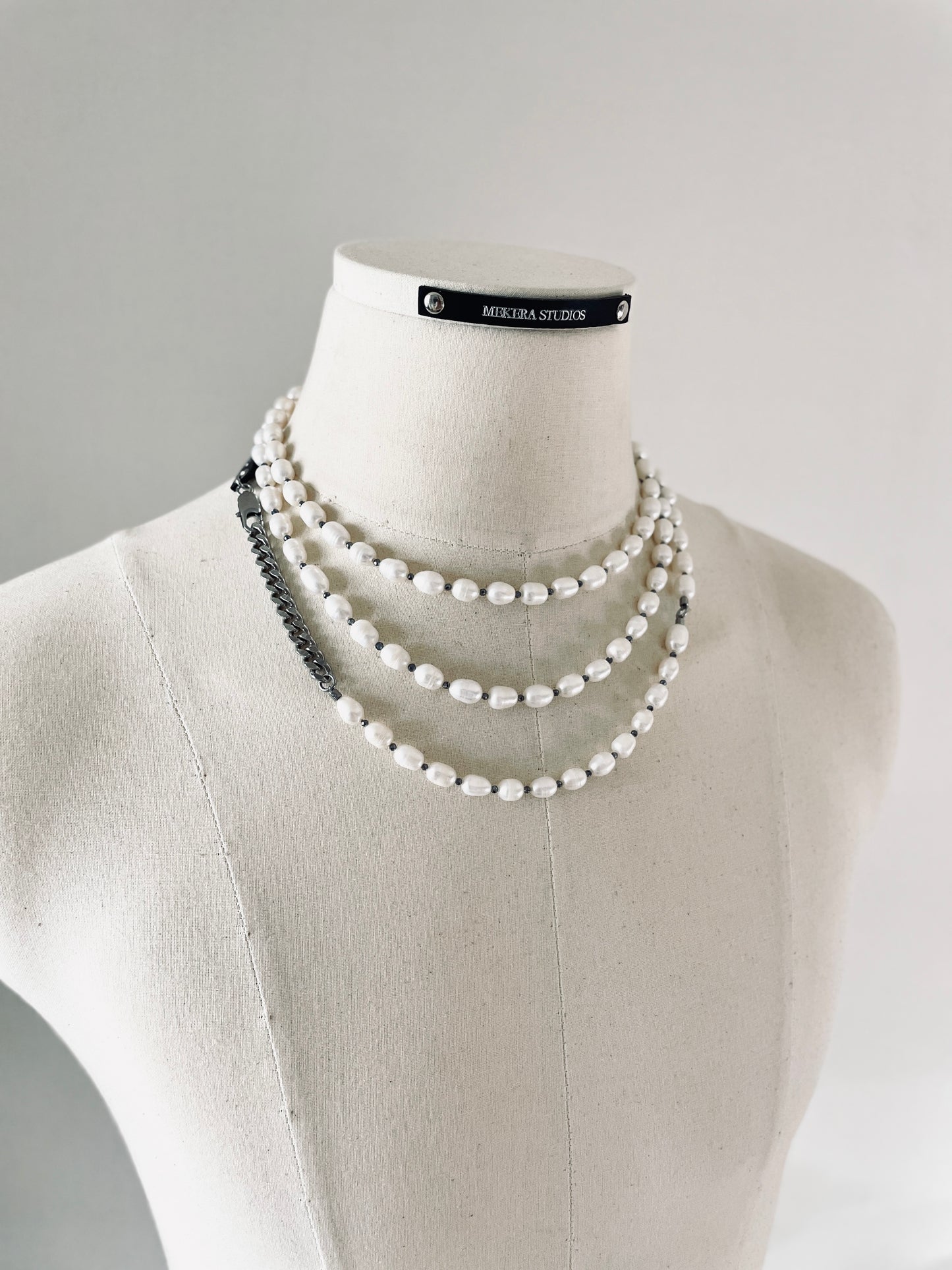 VXP10 Limited Edition Pearl Necklace Long chain Handcrafted Choker - MEKERA STUDIOS