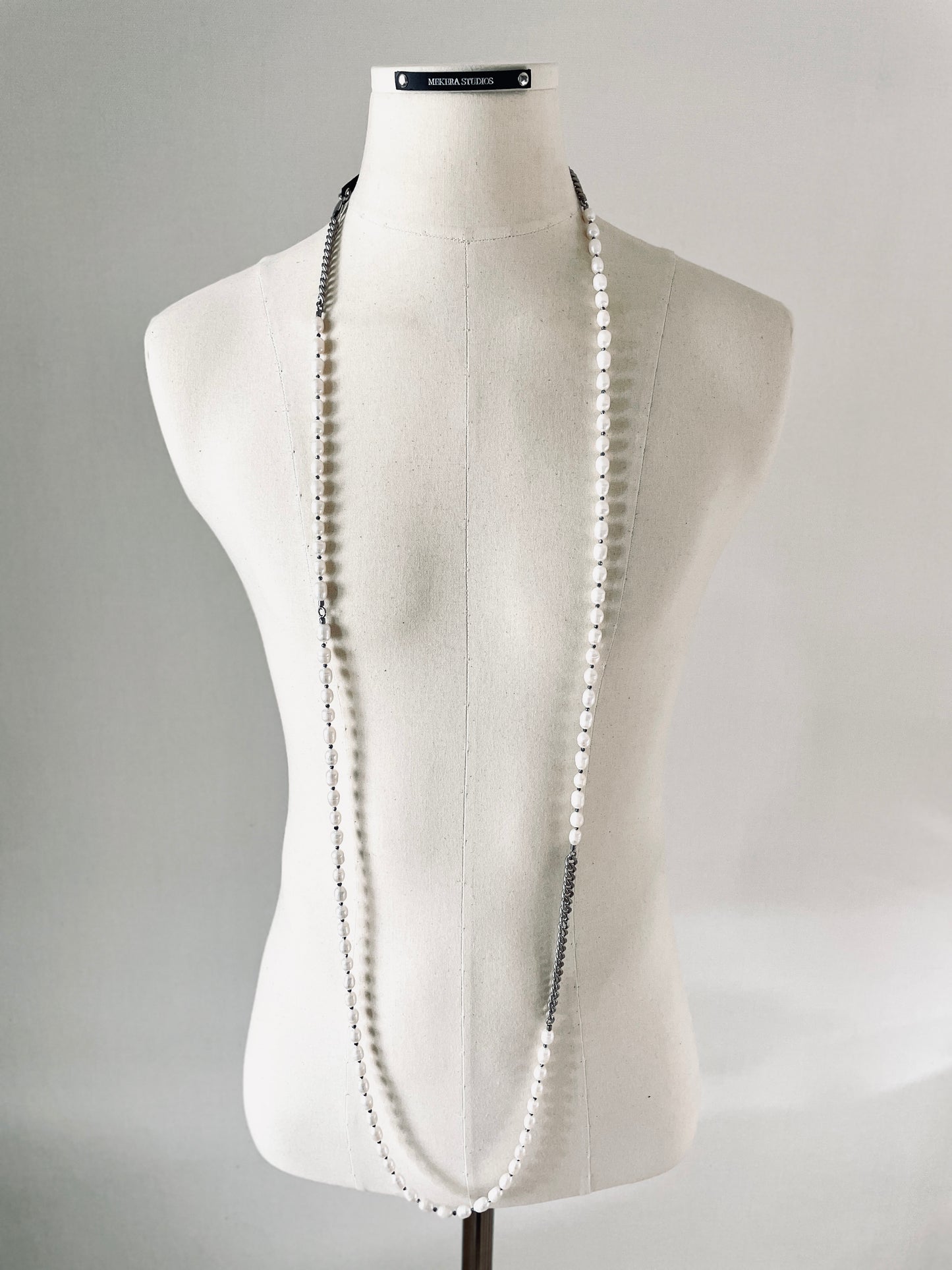 VXP10 Limited Edition Pearl Necklace Long chain Handcrafted Choker - MEKERA STUDIOS