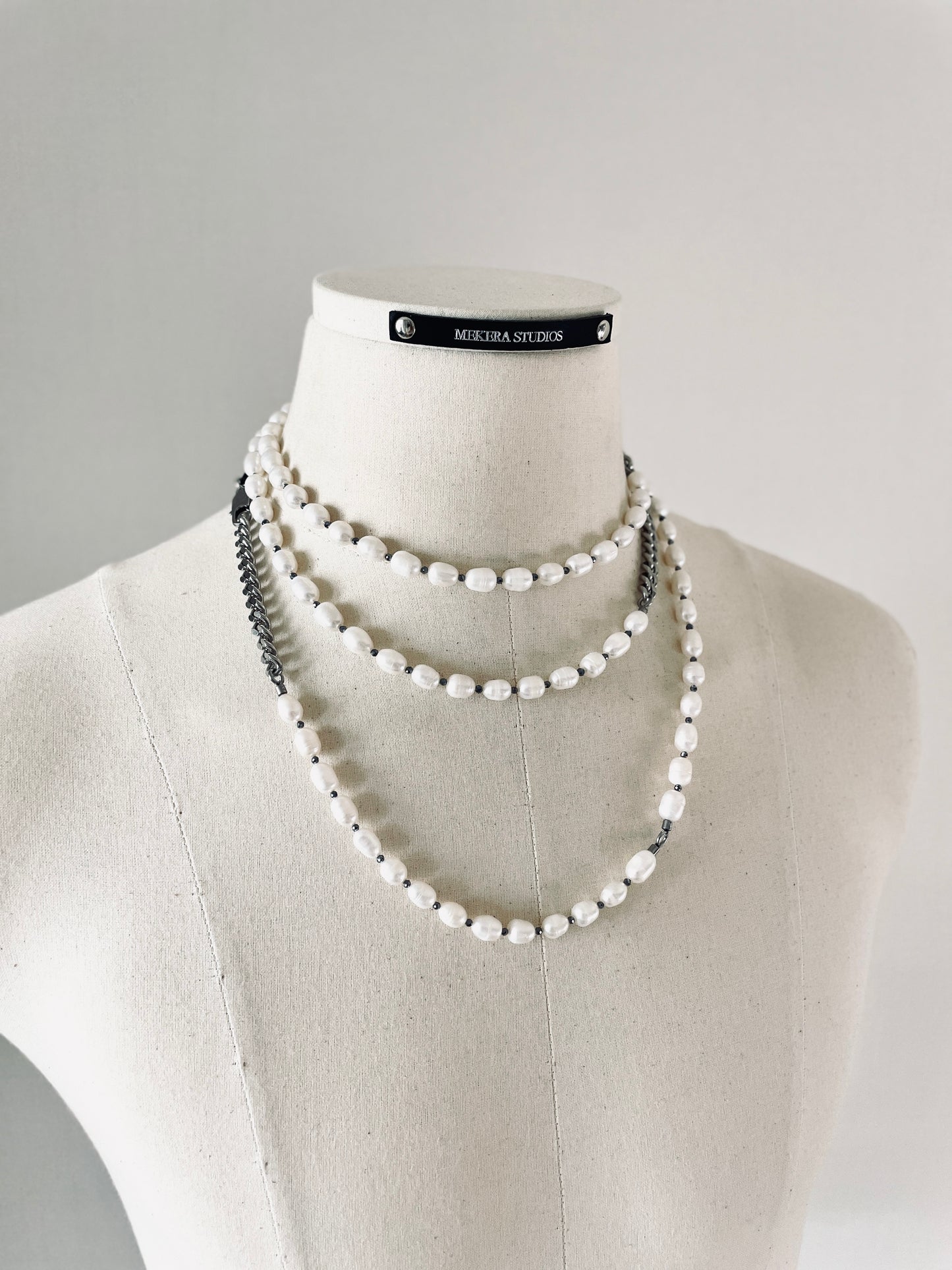 VXP10 Limited Edition Pearl Necklace Long chain Handcrafted Choker - MEKERA STUDIOS