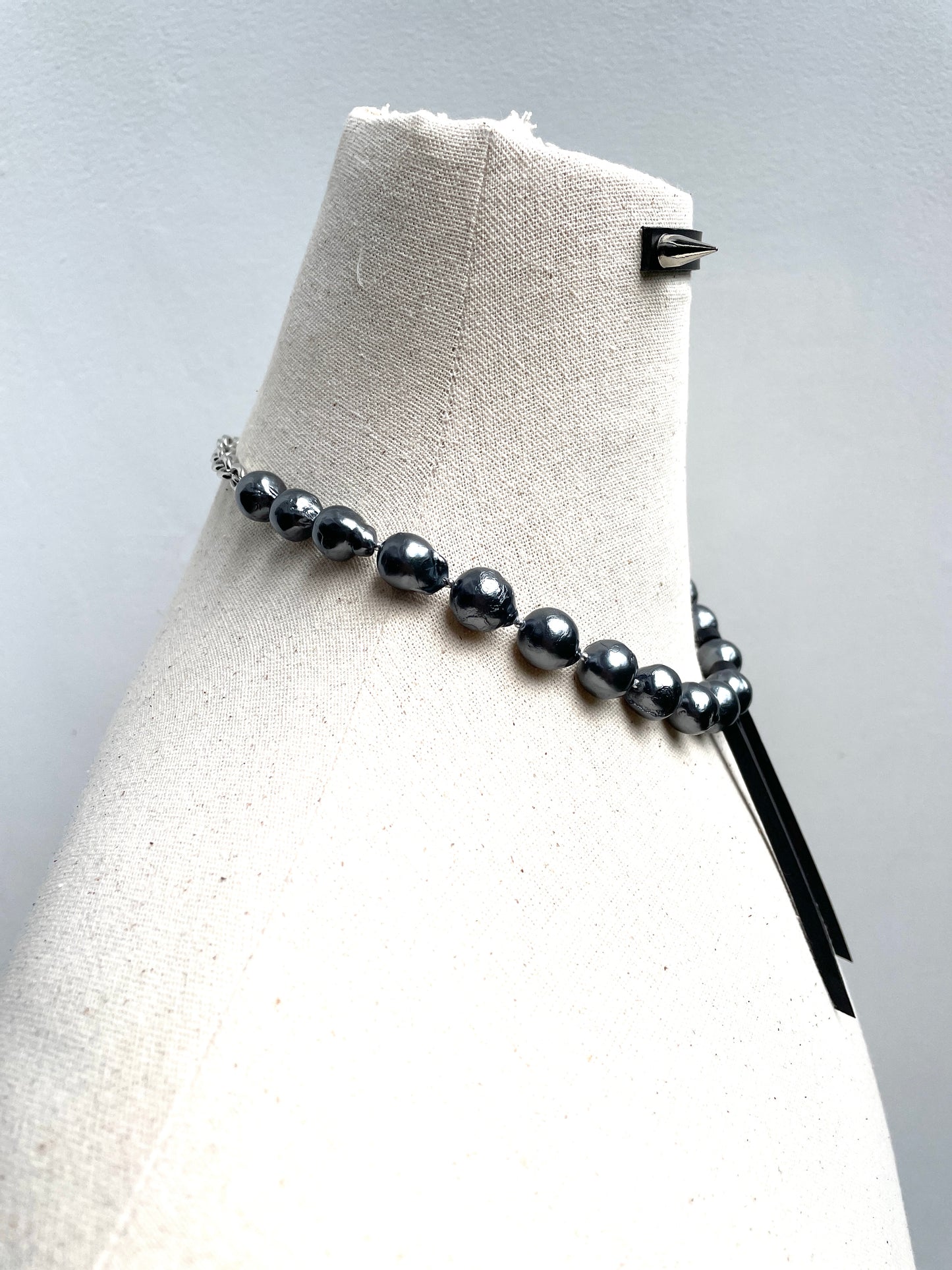 BX1 Leather Stone Collection Black Pearl & Leather Limited Edition Handcrafted Necklace - MEKERA STUDIOS