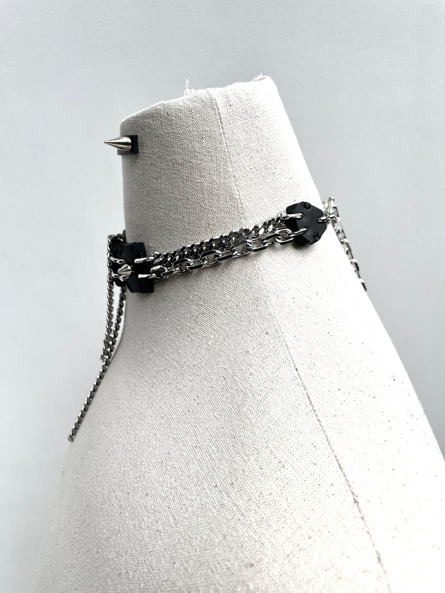 CLX1 Leather Spike Choker  Limited Edition Handcrafted -MEKERA STUDIOS