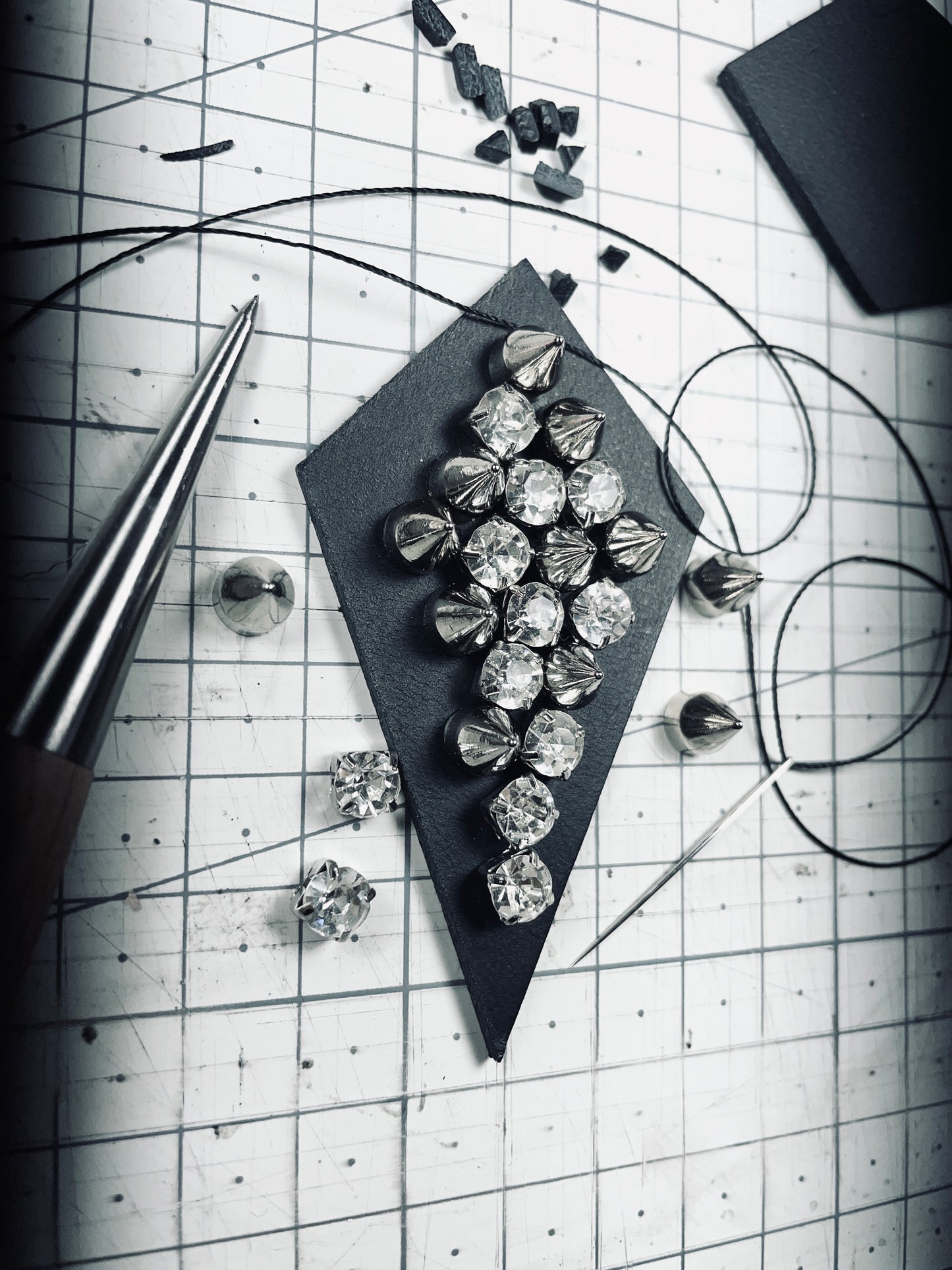 Leather Spike Necklace V1 Limited Edition Handcrafted Big pendant Choker Spike - MEKERA STUDIOS