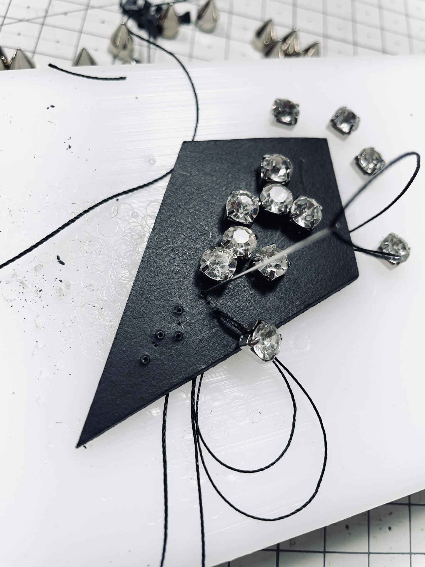 Leather Spike Necklace V1 Limited Edition Handcrafted Big pendant Choker Spike - MEKERA STUDIOS