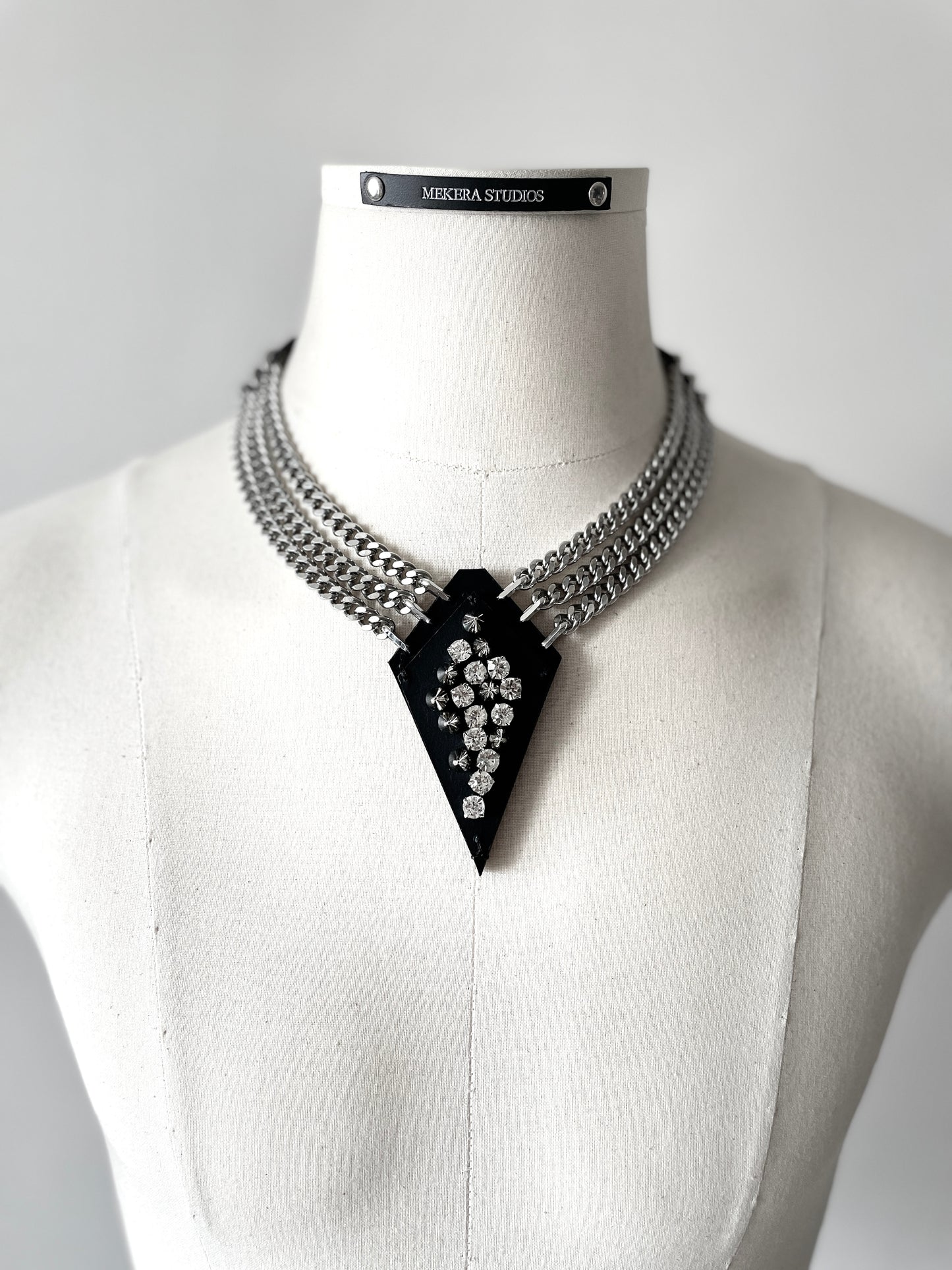 Leather Spike Necklace V1 Limited Edition Handcrafted Big pendant Choker Spike - MEKERA STUDIOS