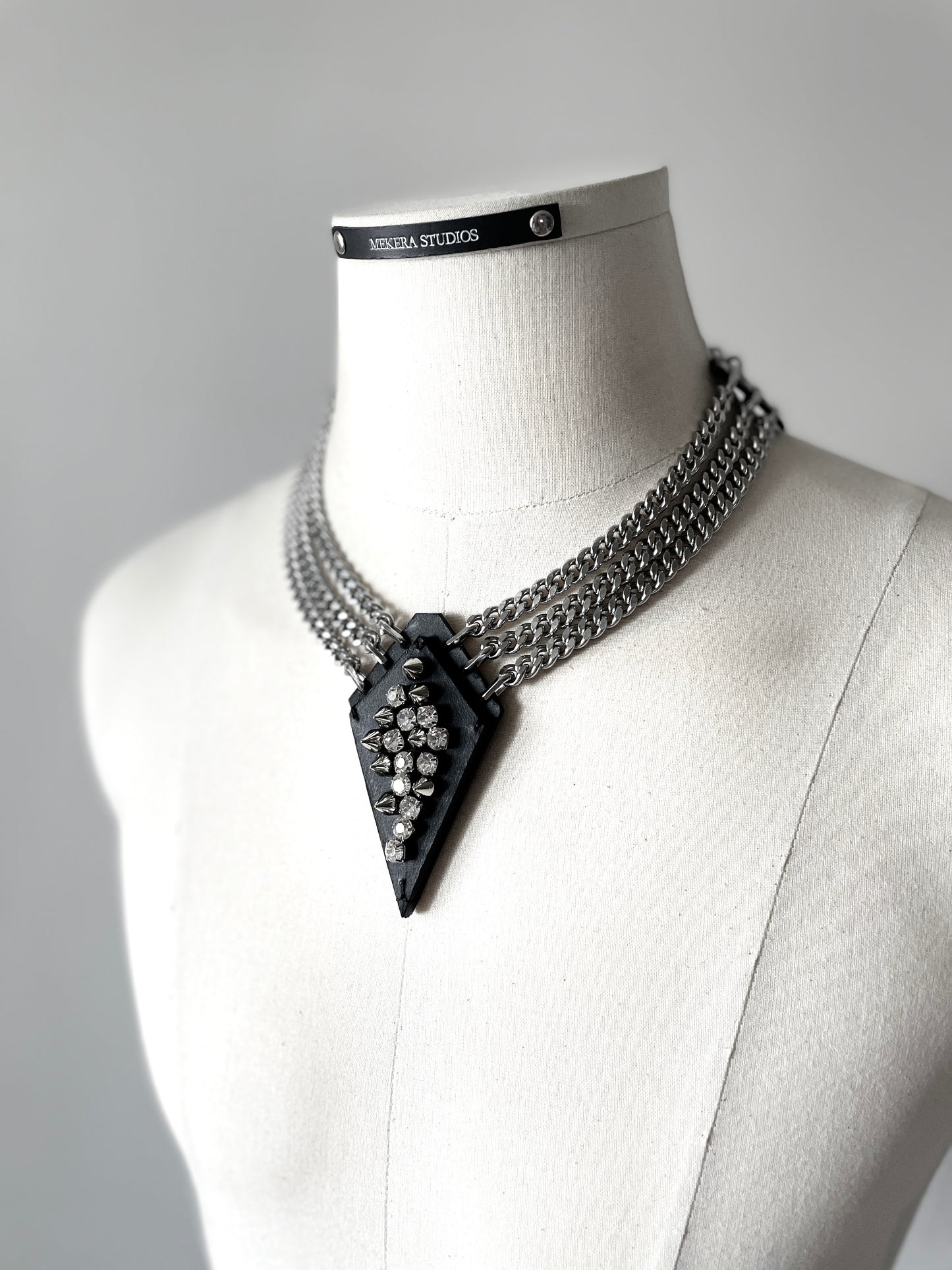 Leather Spike Necklace V1 Limited Edition Handcrafted Big pendant Choker Spike - MEKERA STUDIOS