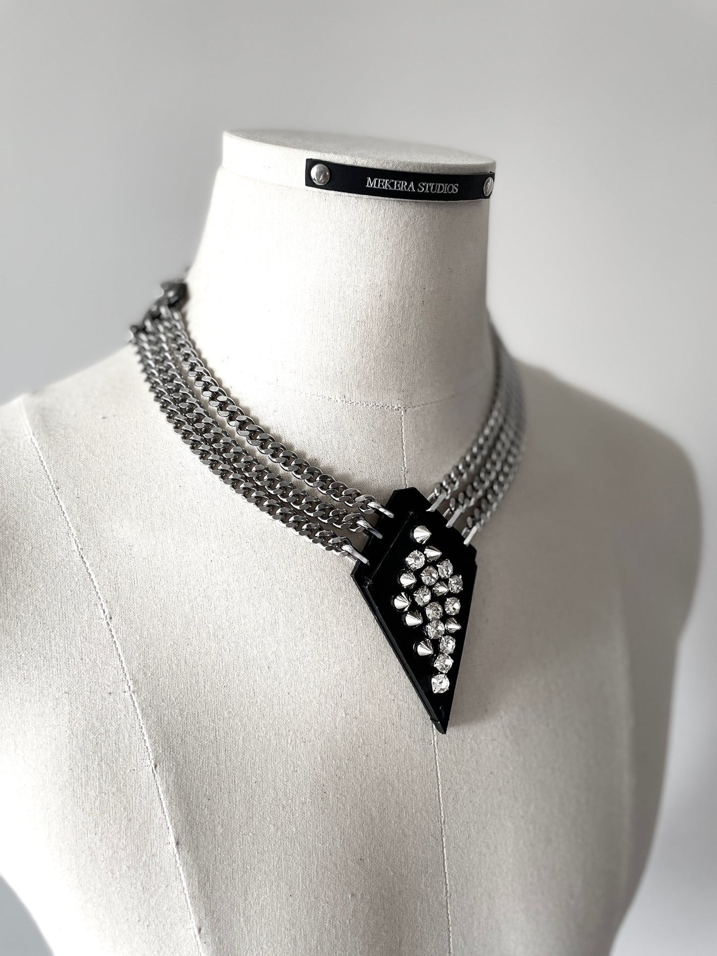 Leather Spike Necklace V1 Limited Edition Handcrafted Big pendant Choker Spike - MEKERA STUDIOS