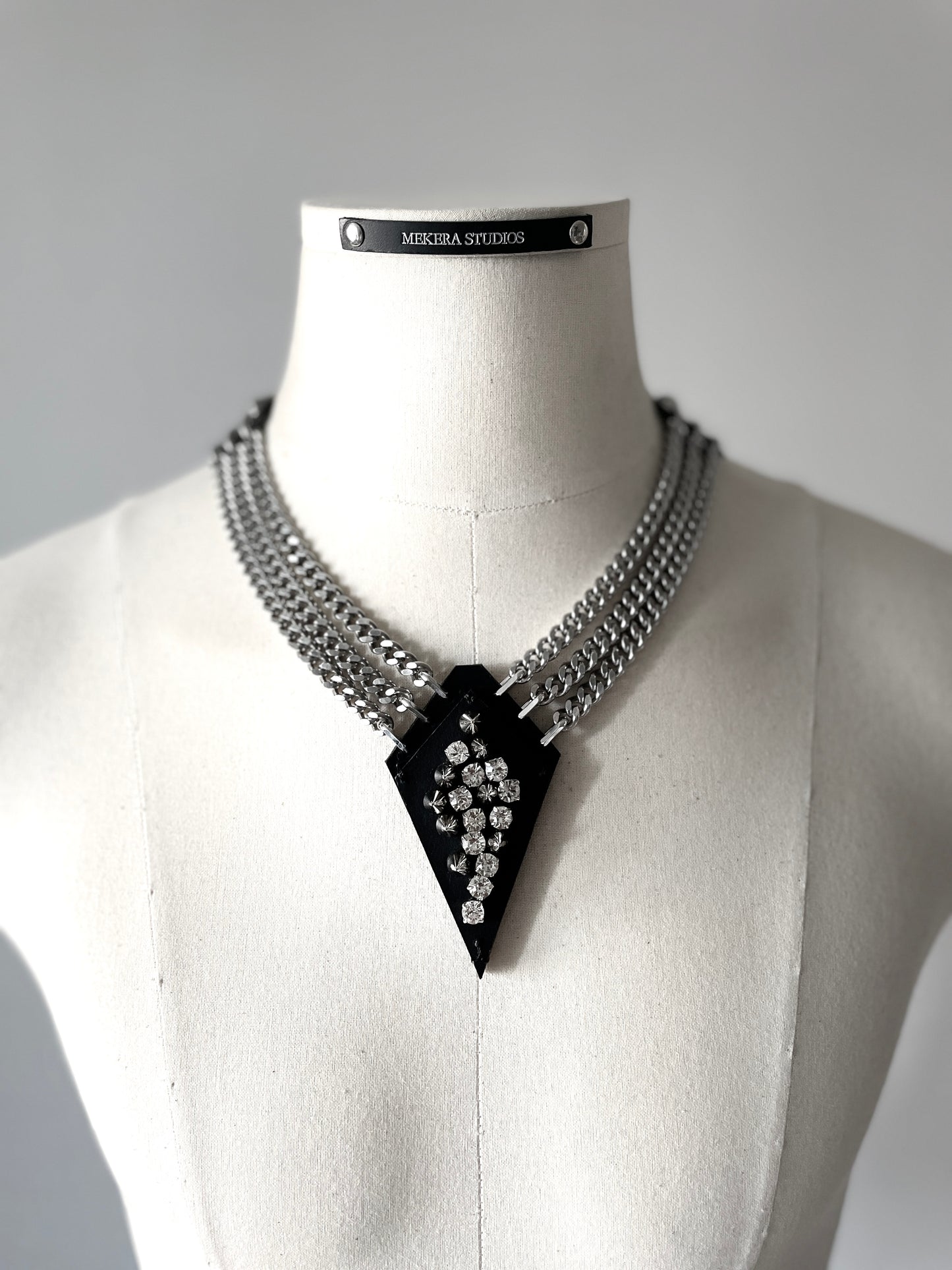 Leather Spike Necklace V1 Limited Edition Handcrafted Big pendant Choker Spike - MEKERA STUDIOS