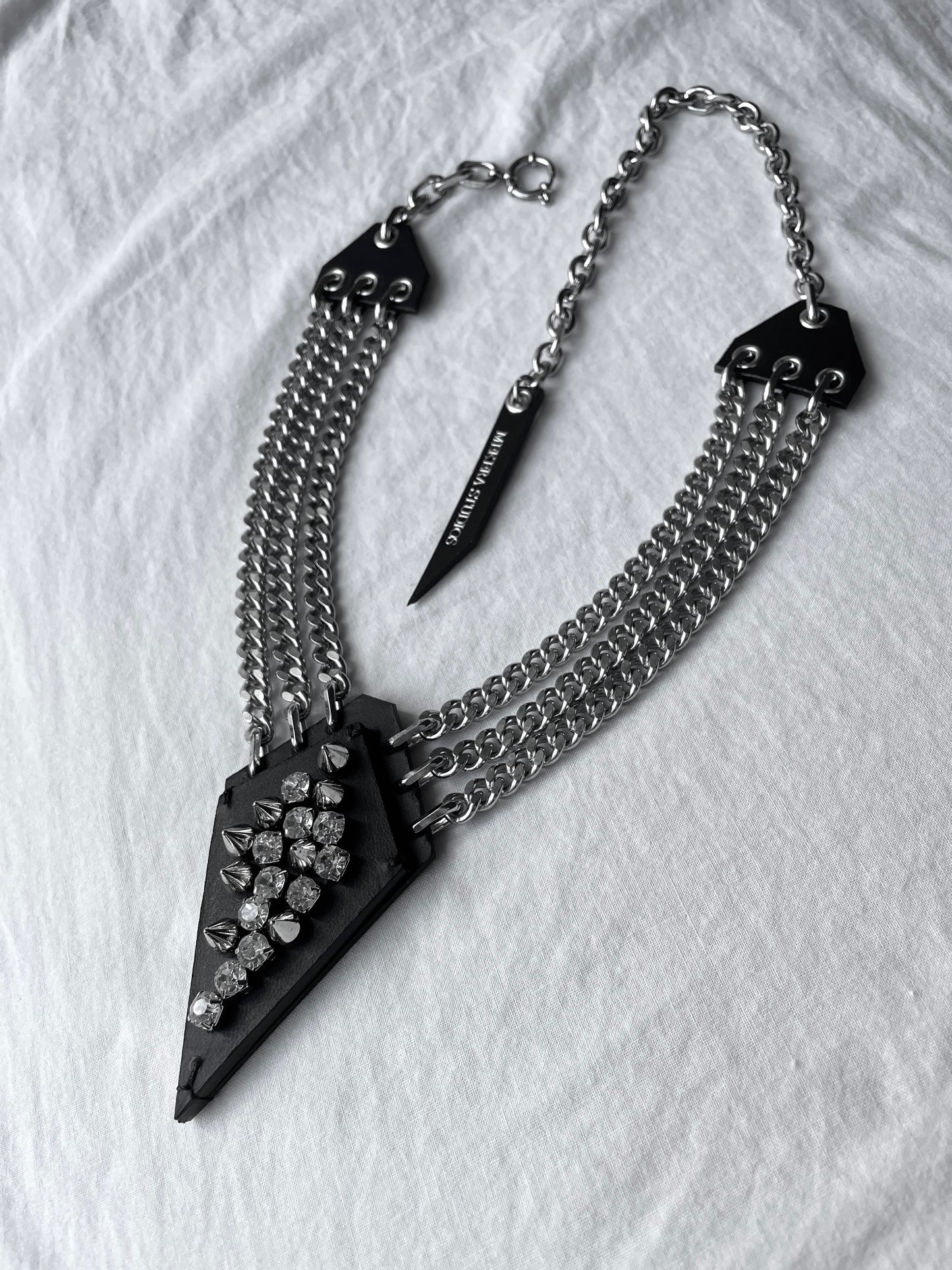 Leather Spike Necklace V1 Limited Edition Handcrafted Big pendant Choker Spike - MEKERA STUDIOS