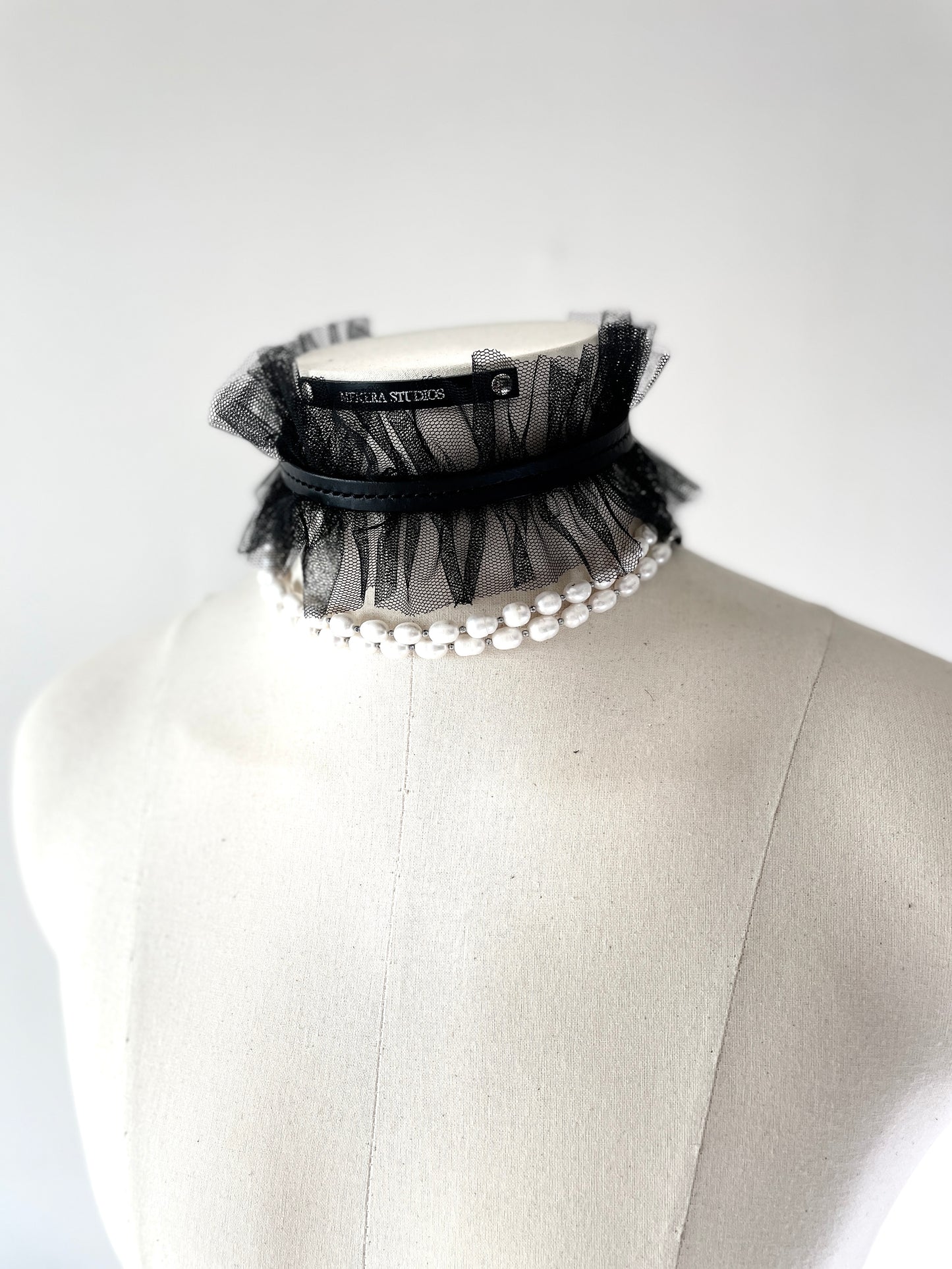 NX4 Lace leather choker - No Romantic Collection - Limited Edition Handcrafted Black Necklace - MEKERA STUDIOS