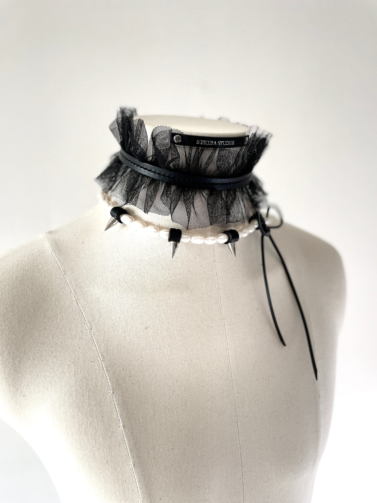 NX4 Lace leather choker - No Romantic Collection - Limited Edition Handcrafted Black Necklace - MEKERA STUDIOS