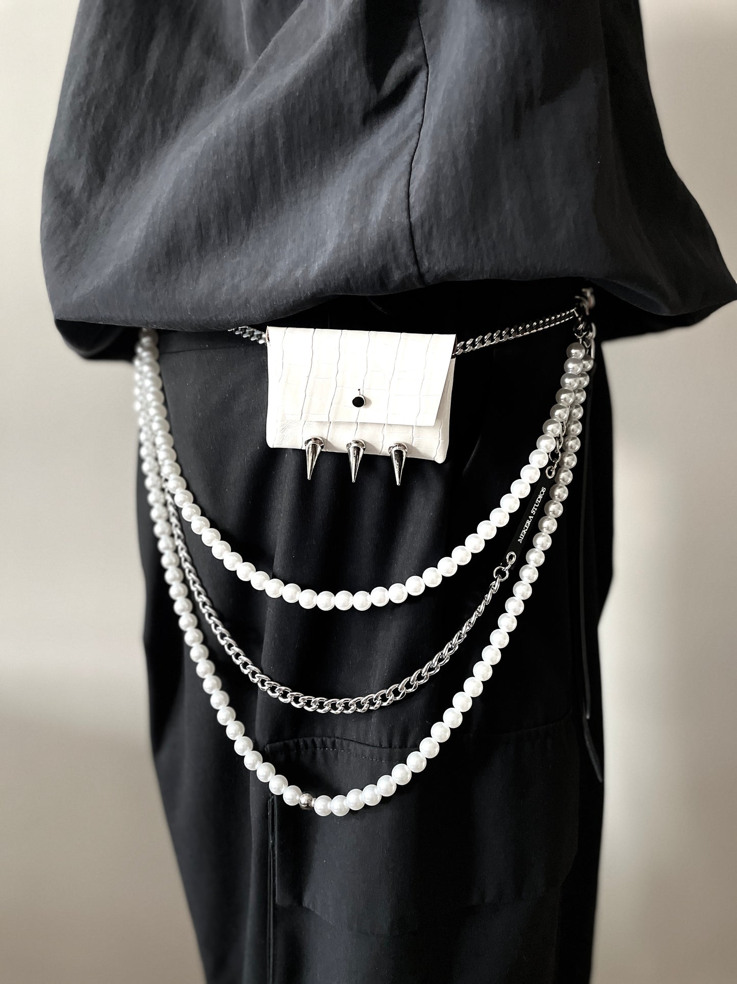 NP5 - Pants Chain Pearl Spike wallet leather key Limited Edition Handcrafted - MEKERA STUDIOS