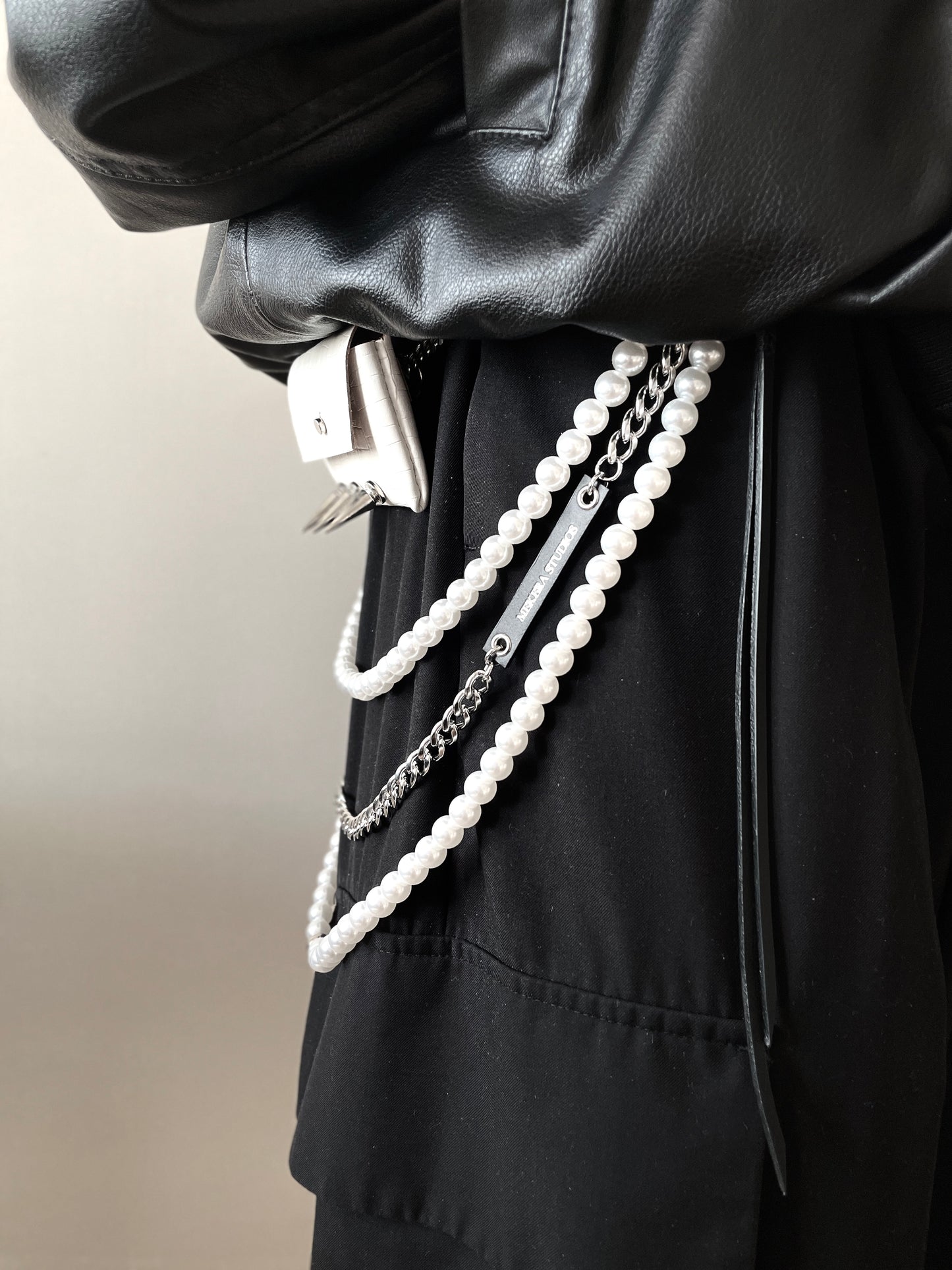 NP5 - Pants Chain Pearl Spike wallet leather key Limited Edition Handcrafted - MEKERA STUDIOS