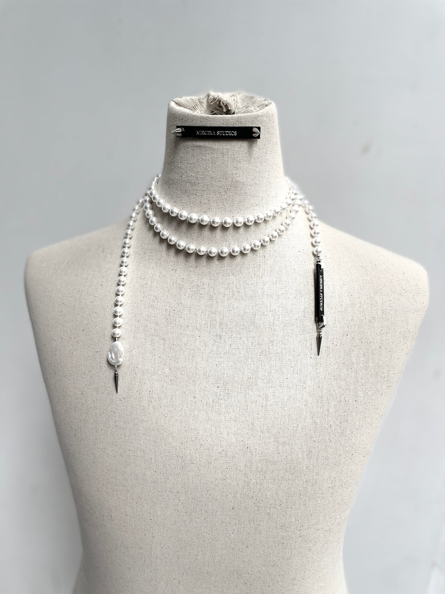 Pearl Necklace NP8 Spike Limited Edition Handcrafted - MEKERA STUDIOS