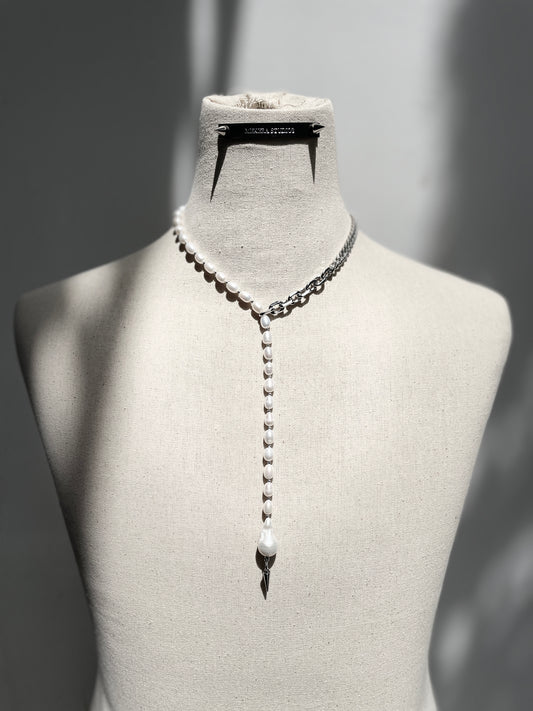 True Pearl Necklace NP16 Y-shaped Limited Edition Handcrafted - MEKERA STUDIOS