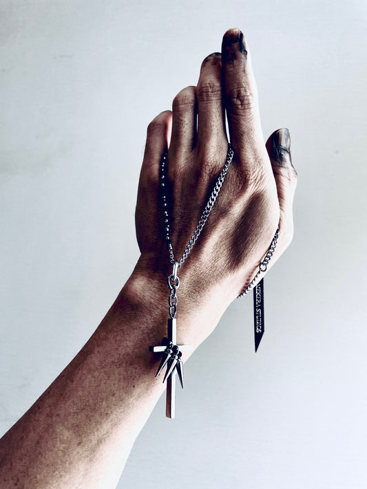 Collection [G]-3 Cross Sapphire Spike Necklace - MEKERA STUDIOS
