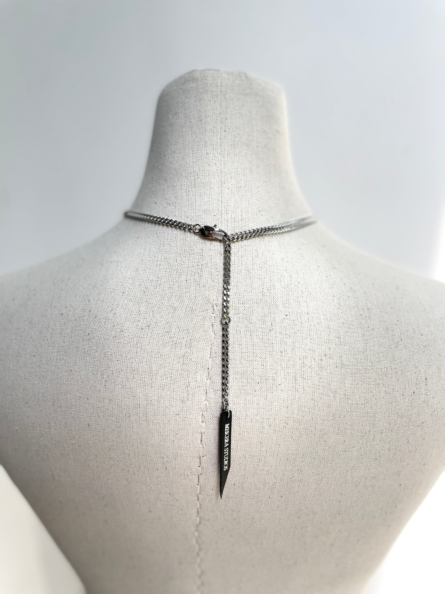 Collection [G]-1 Cross Leather Spike Necklace - MEKERA STUDIOS