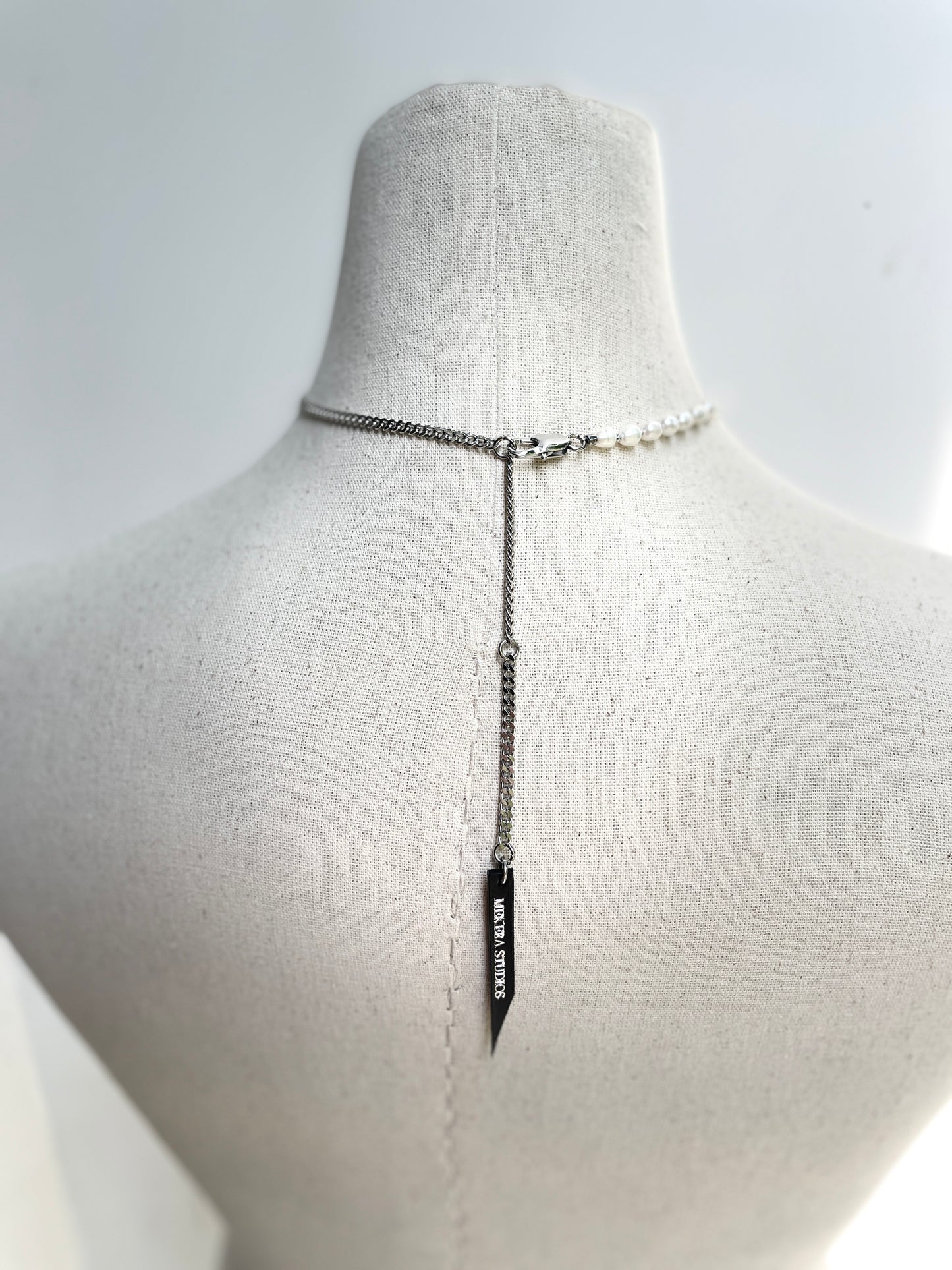 Collection [G]-2 Cross Pearl Spike Necklace - MEKERA STUDIOS
